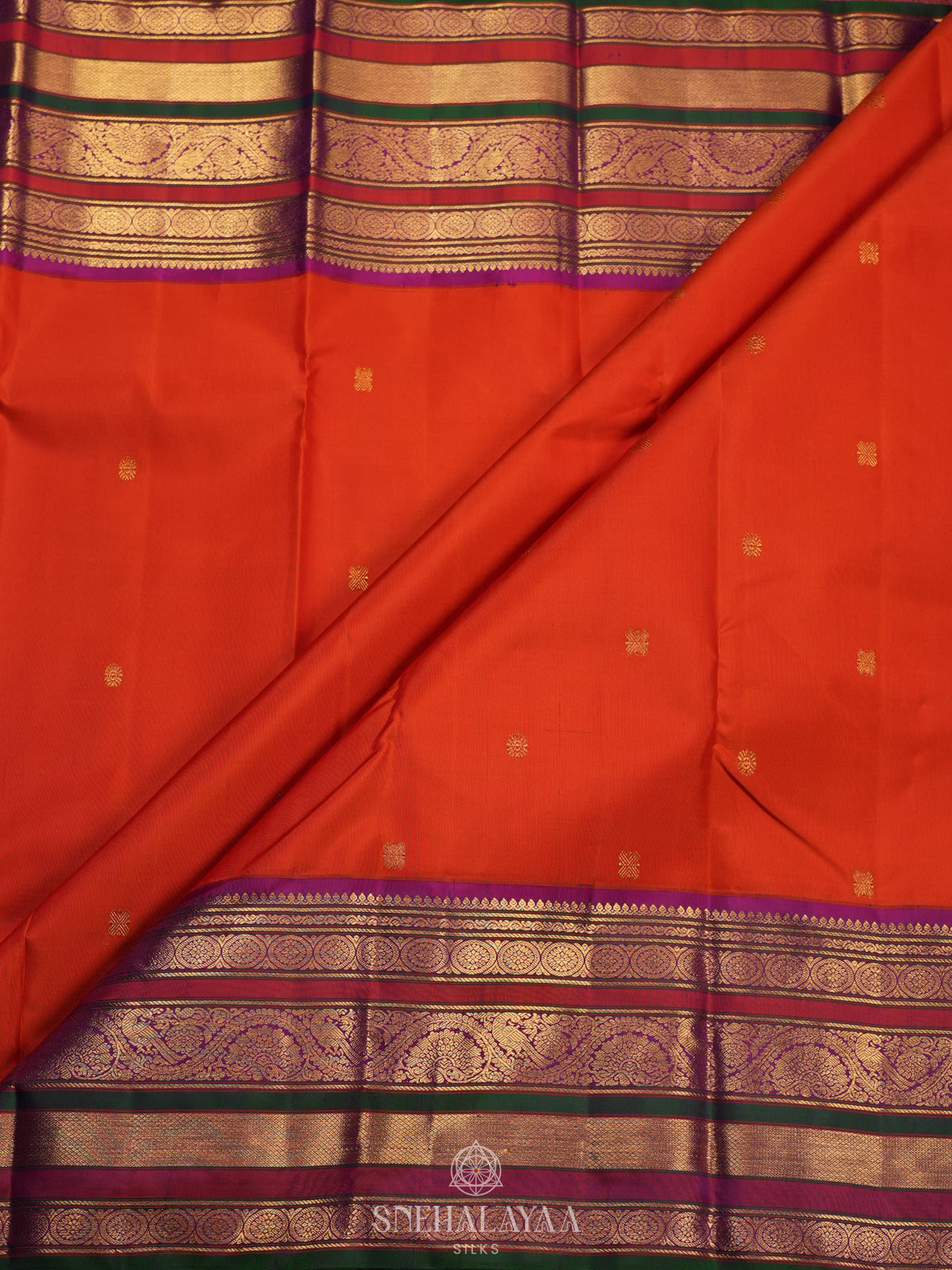 Rust Orange Kanjivaram Silk Saree