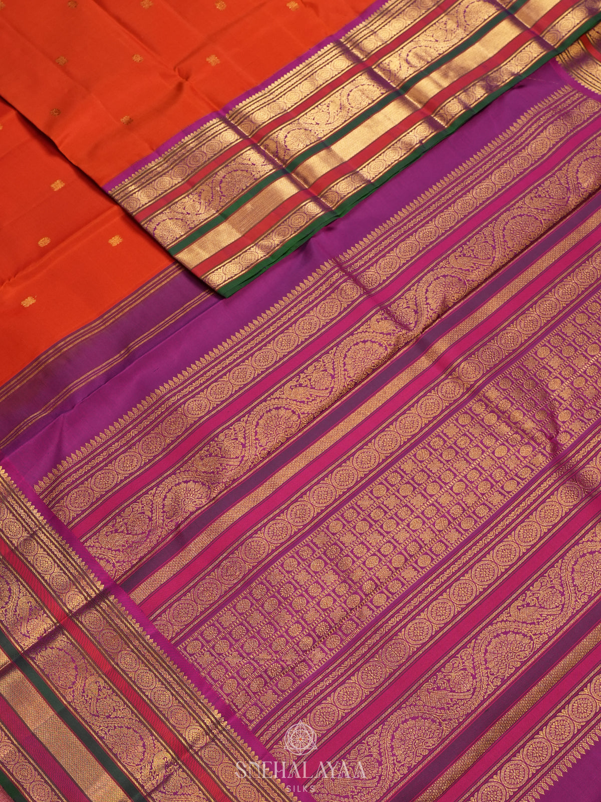 Rust Orange Kanjivaram Silk Saree