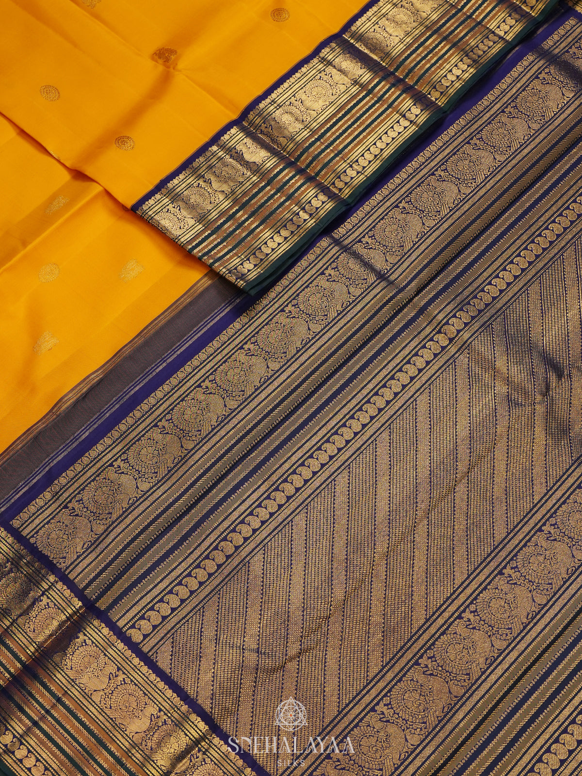 Mango Yellow Kanjivaram Silk Saree
