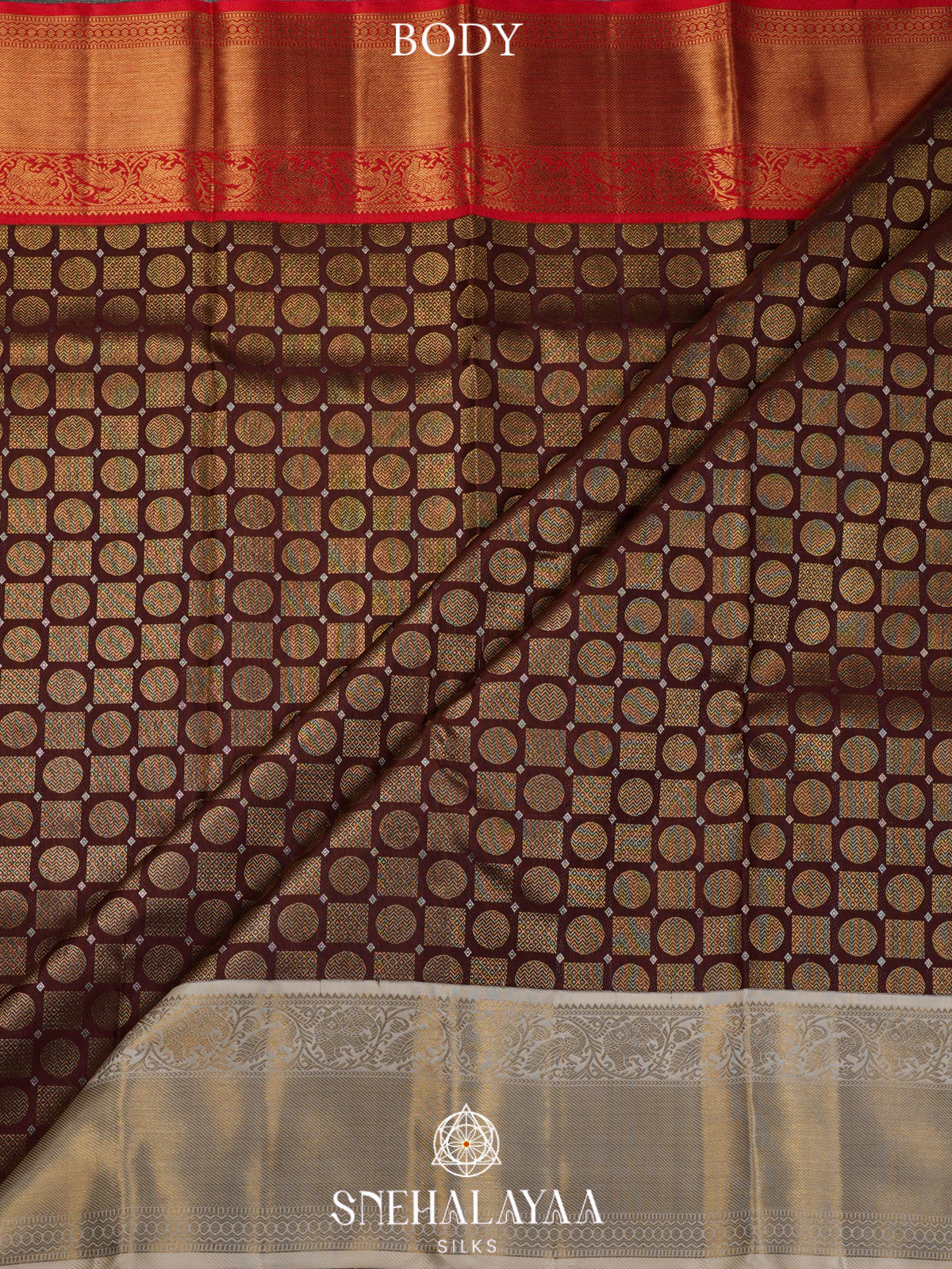 Coffee Brown Korvai Kanjivaram Silk Saree with Silver Zari Border