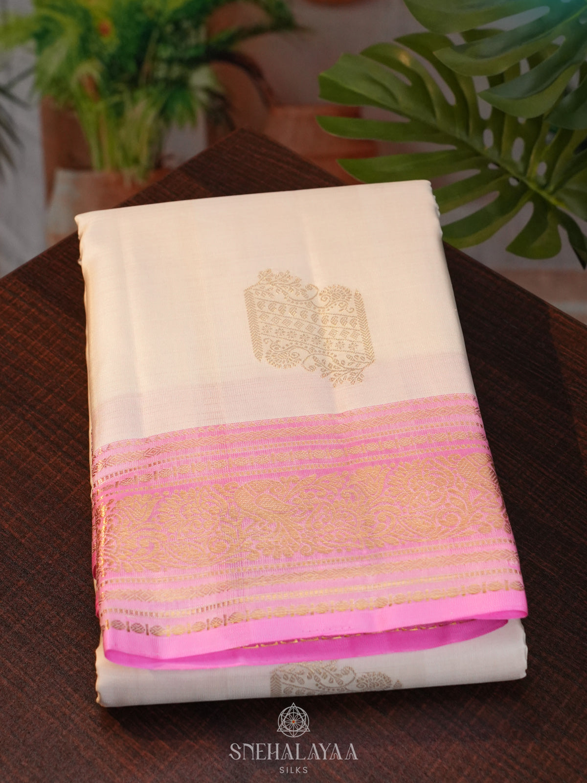 Off White Kanjivaram Silk Saree