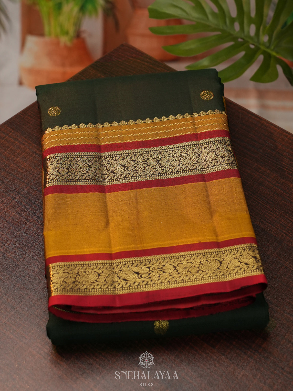 Forest Green Kanjivaram Silk Saree