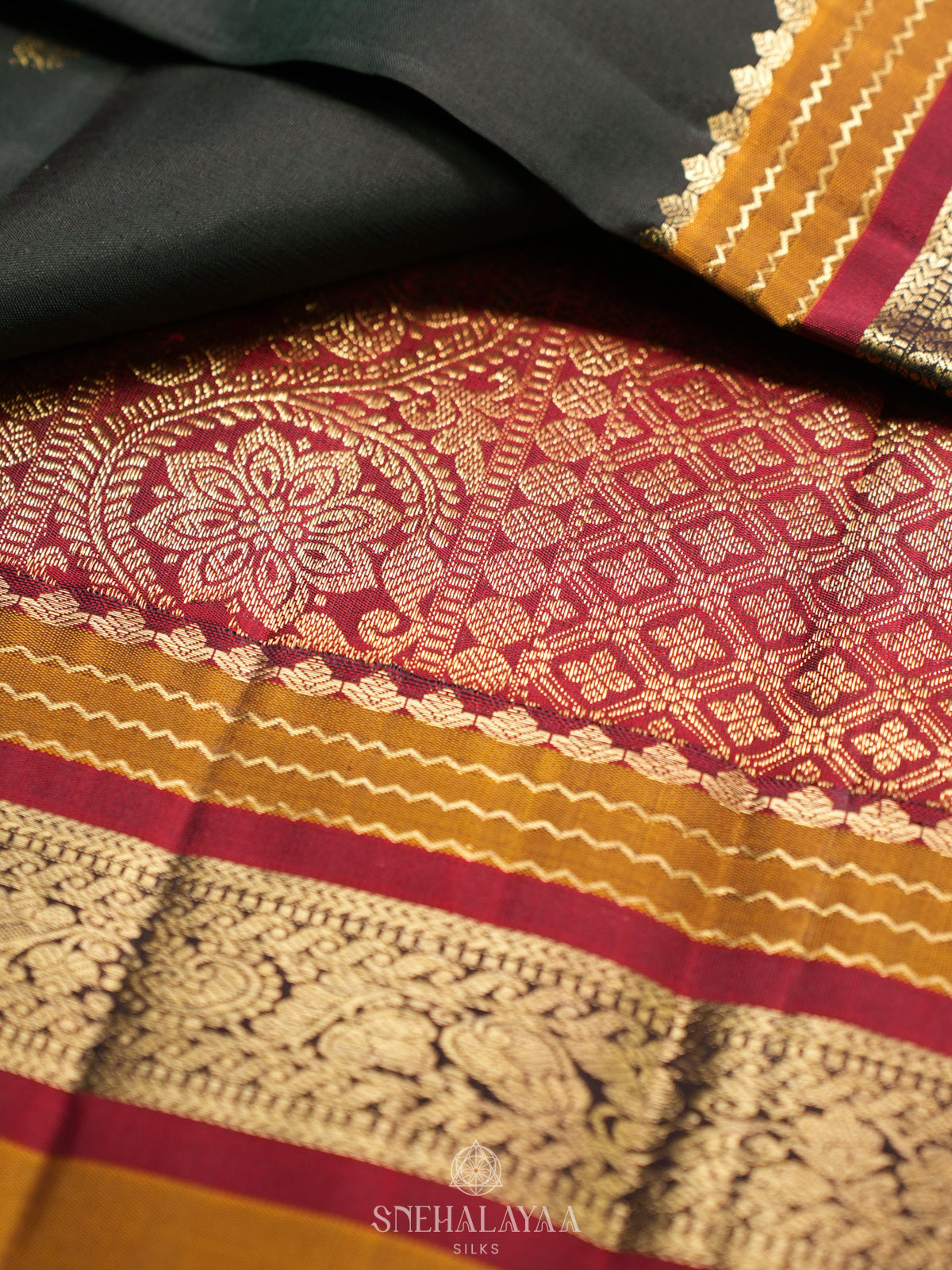 Forest Green Kanjivaram Silk Saree