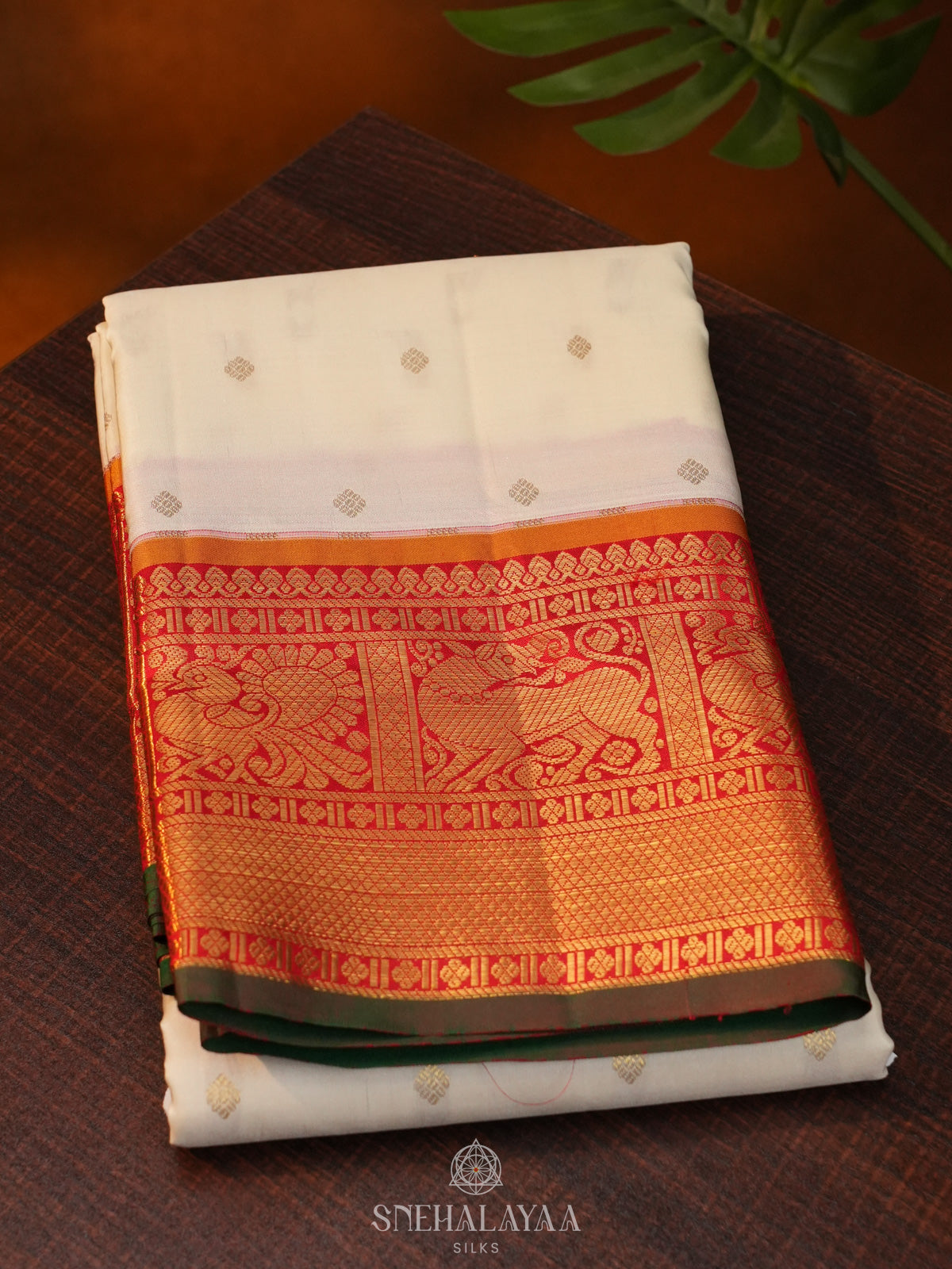 White Kanjivaram Silk Saree