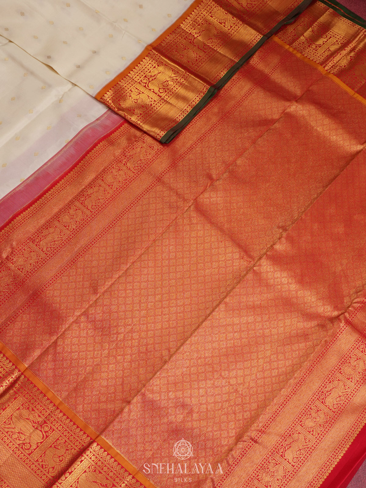 White Kanjivaram Silk Saree