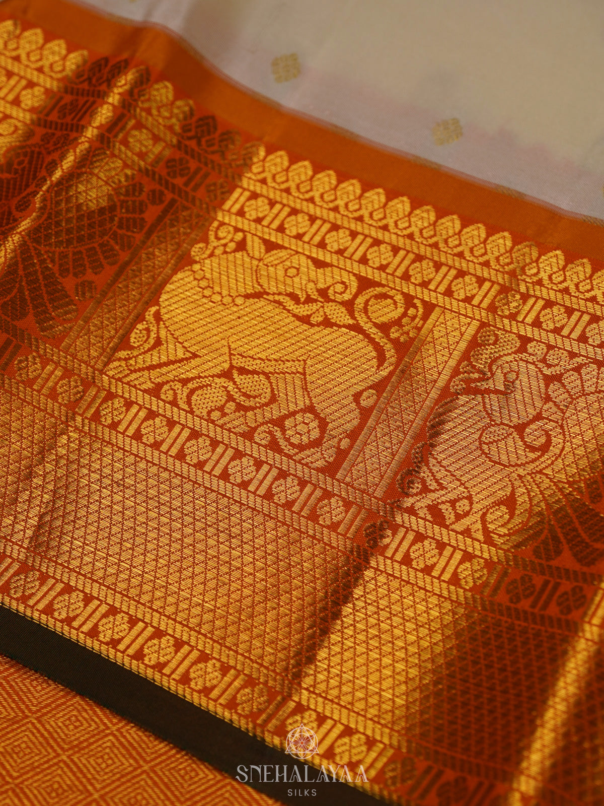 Cream Kanjivaram Silk Saree