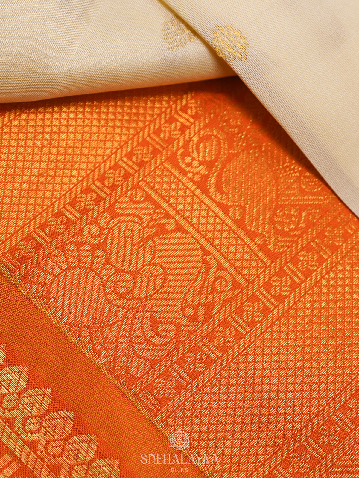 Cream Kanjivaram Silk Saree