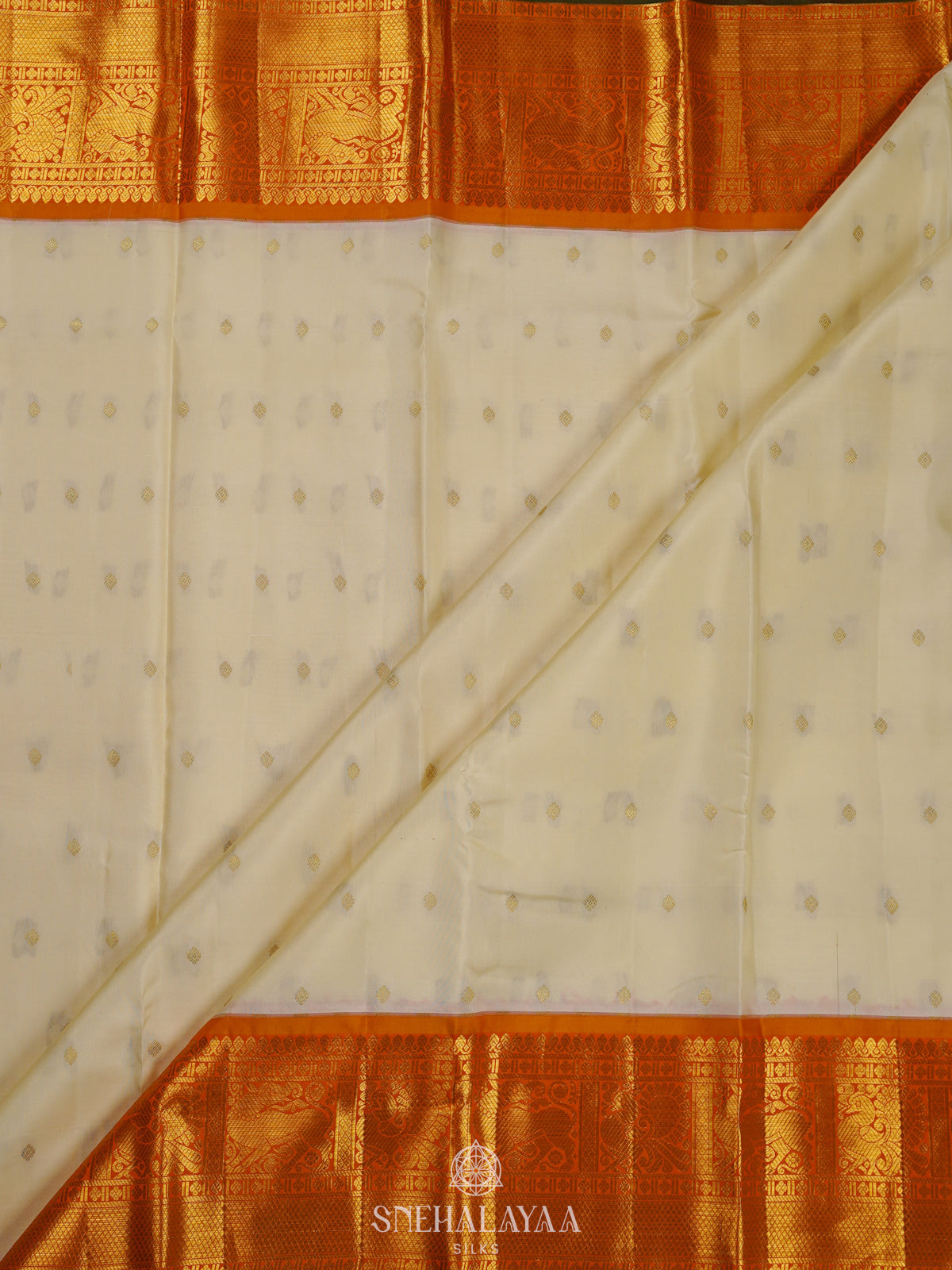 Cream Kanjivaram Silk Saree