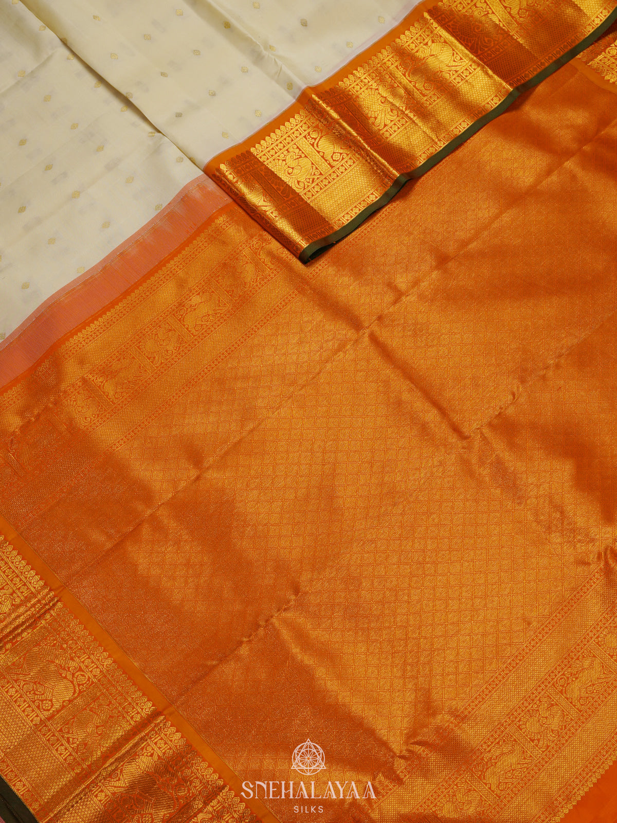Cream Kanjivaram Silk Saree