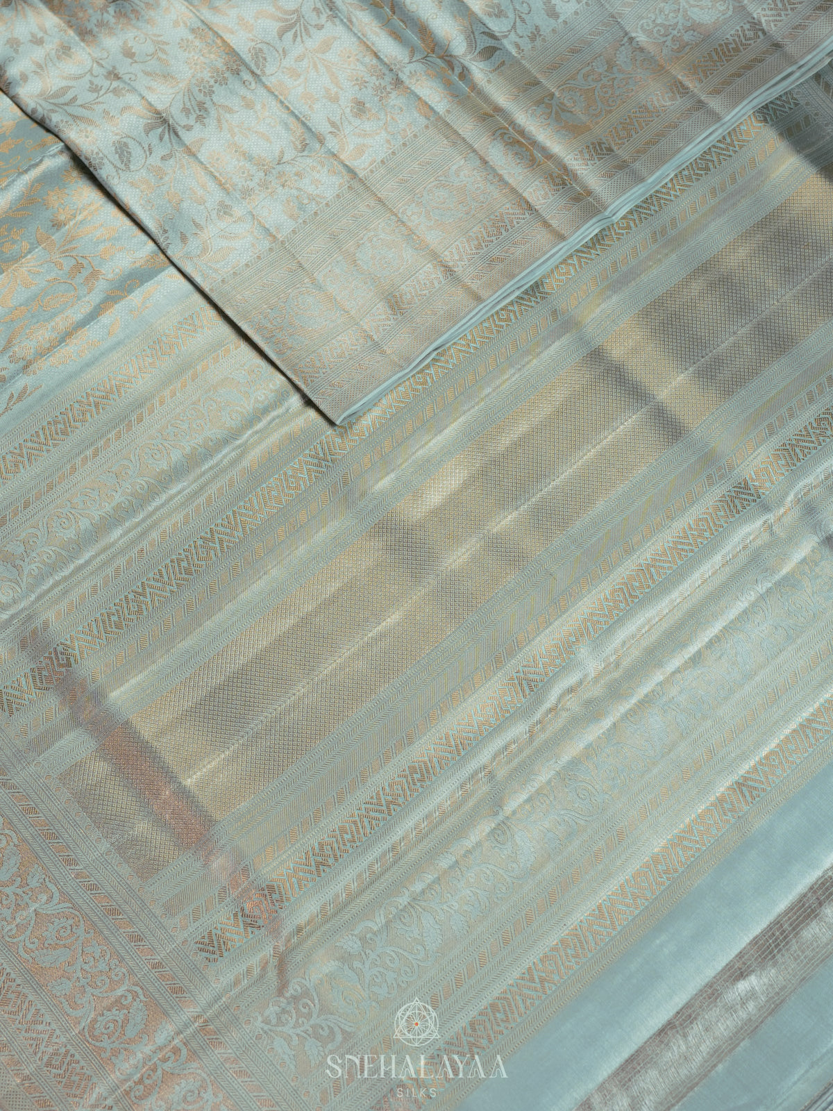 Mint Green Kanjivaram Silk Saree