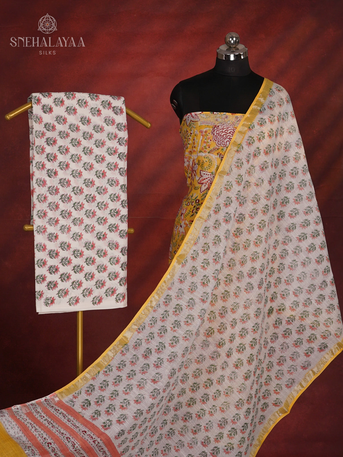 Yellow Linen Cotton 3-Piece Salwar Suit Material