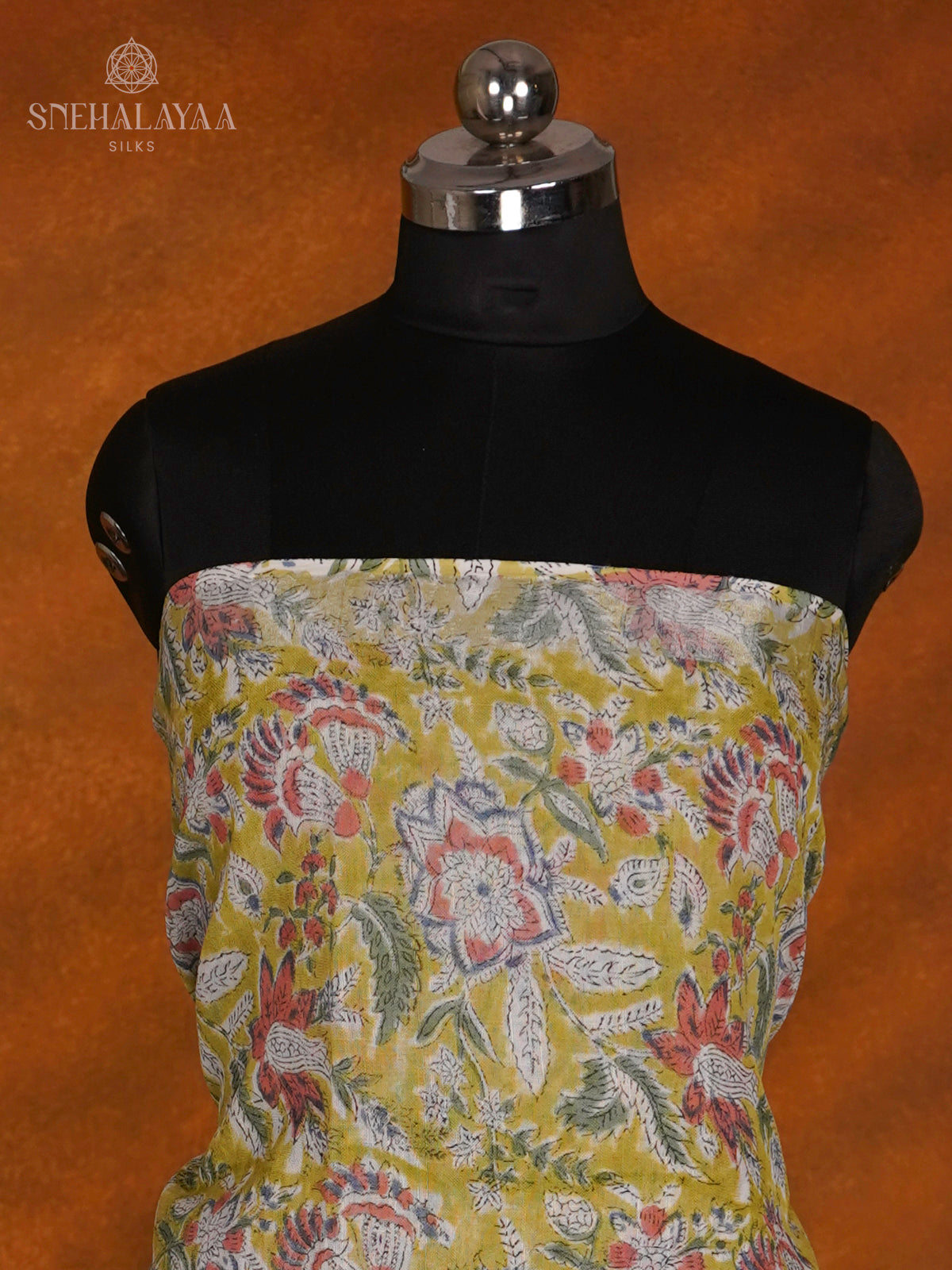 Olive Yellow Linen Cotton 3-Piece Salwar Suit Material