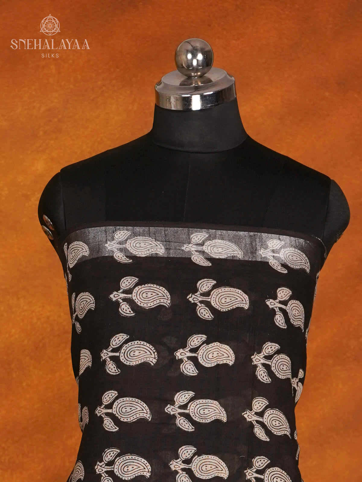Black Linen Cotton 3-Piece Salwar Suit Material