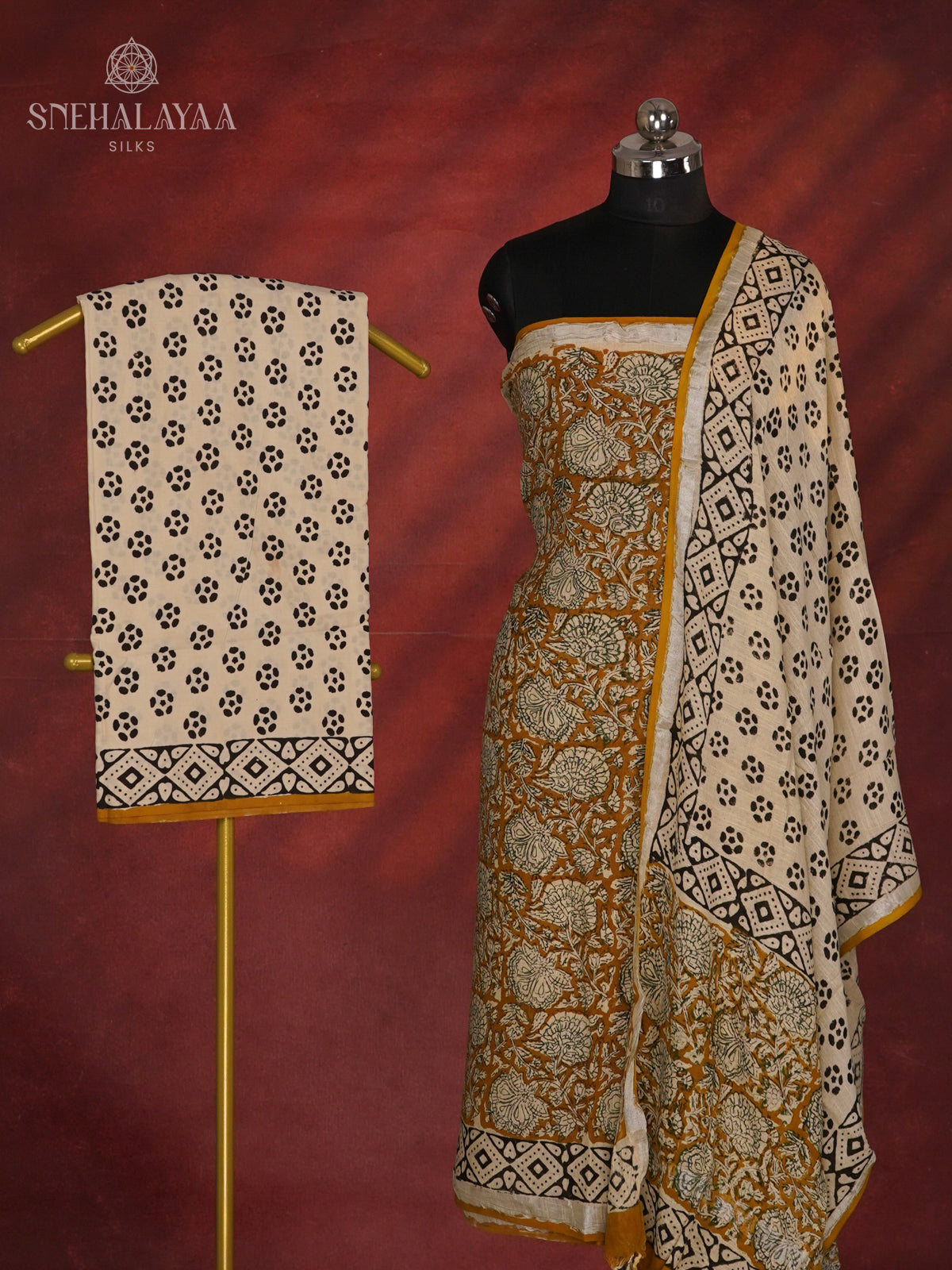 Mustard Linen Cotton 3-Piece Salwar Suit Material