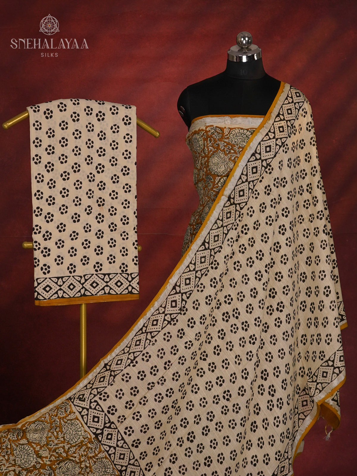 Mustard Linen Cotton 3-Piece Salwar Suit Material
