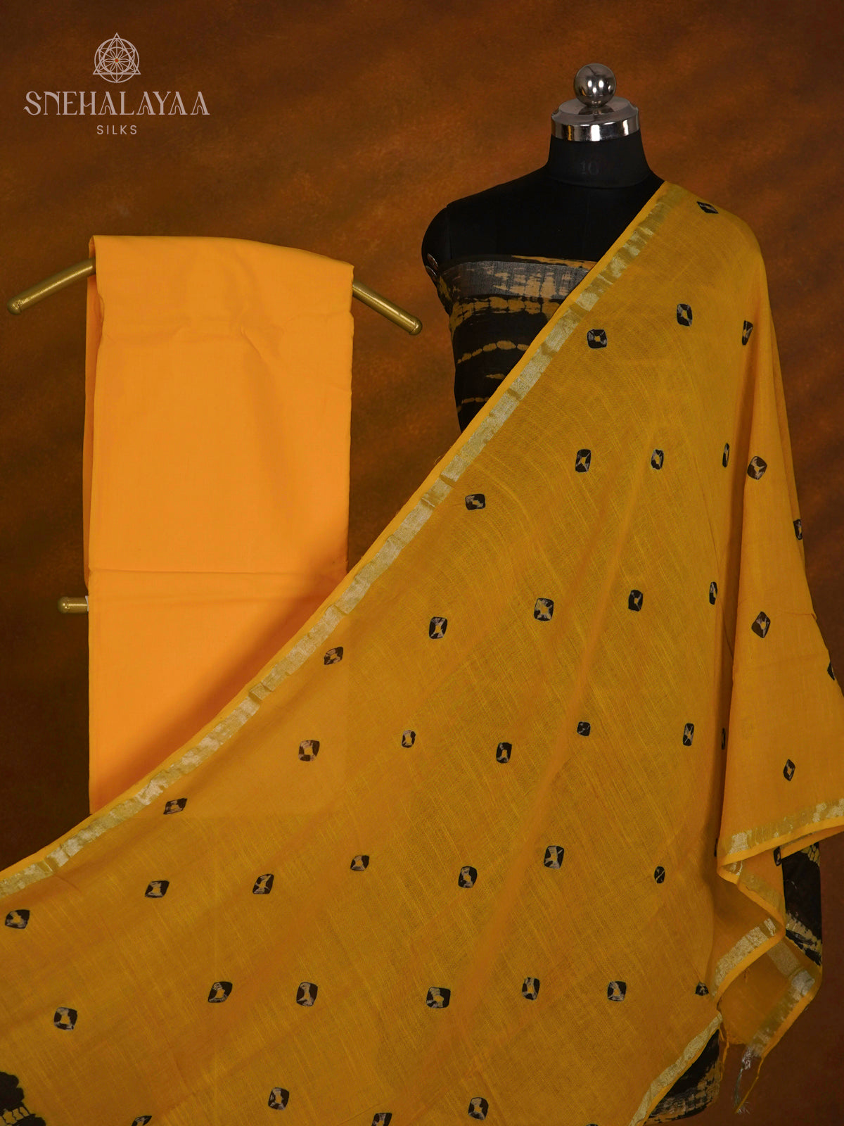 Black Linen Cotton 3-Piece Salwar Suit Material