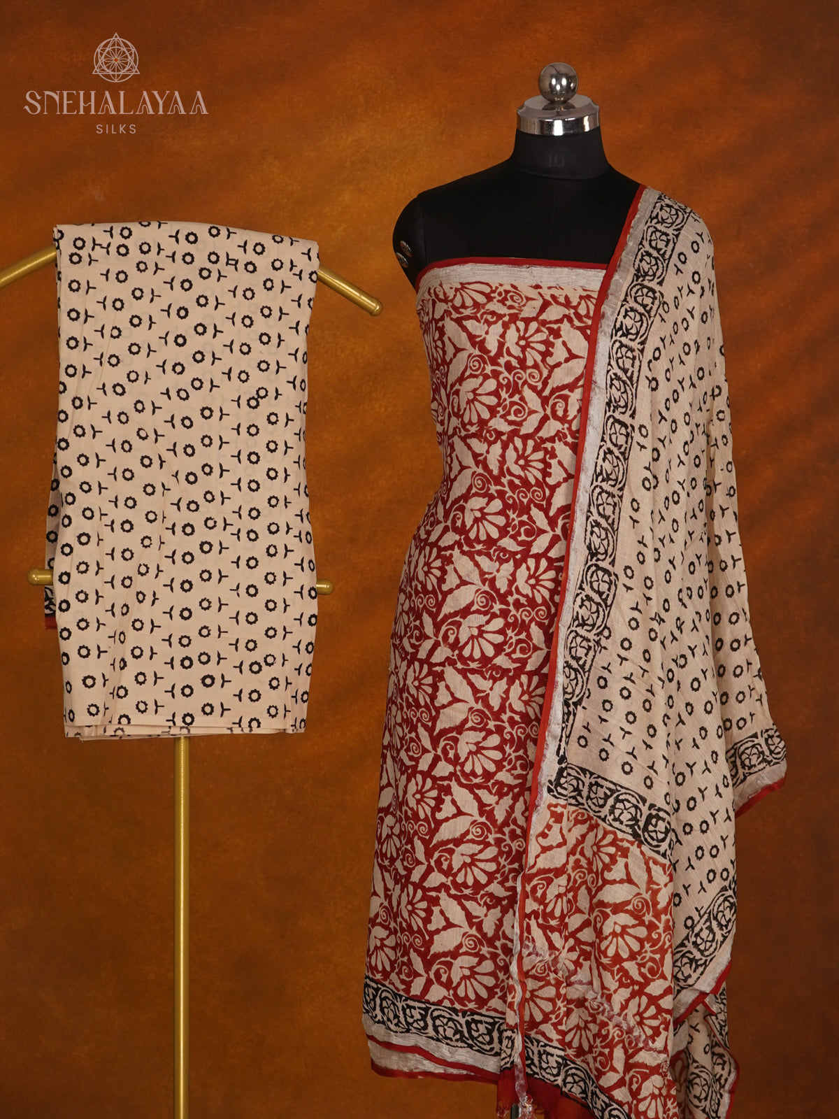 Maroon Linen Cotton 3-Piece Salwar Suit Material