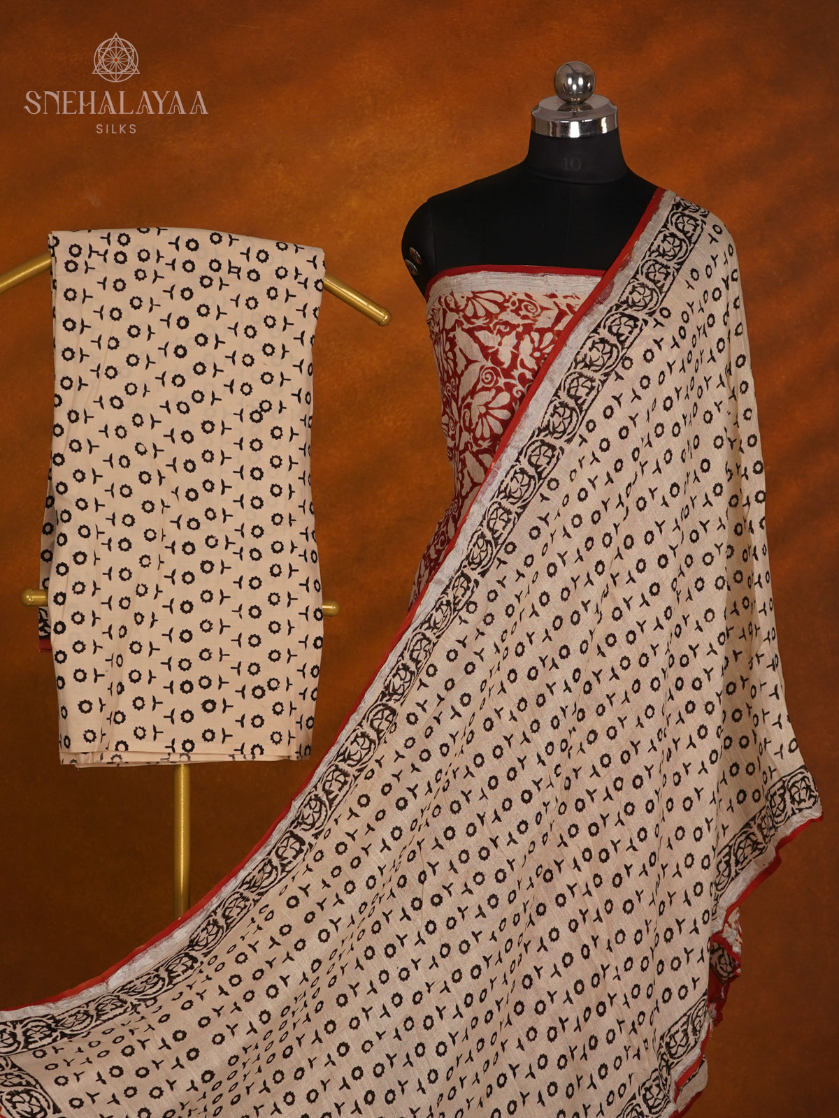 Maroon Linen Cotton 3-Piece Salwar Suit Material