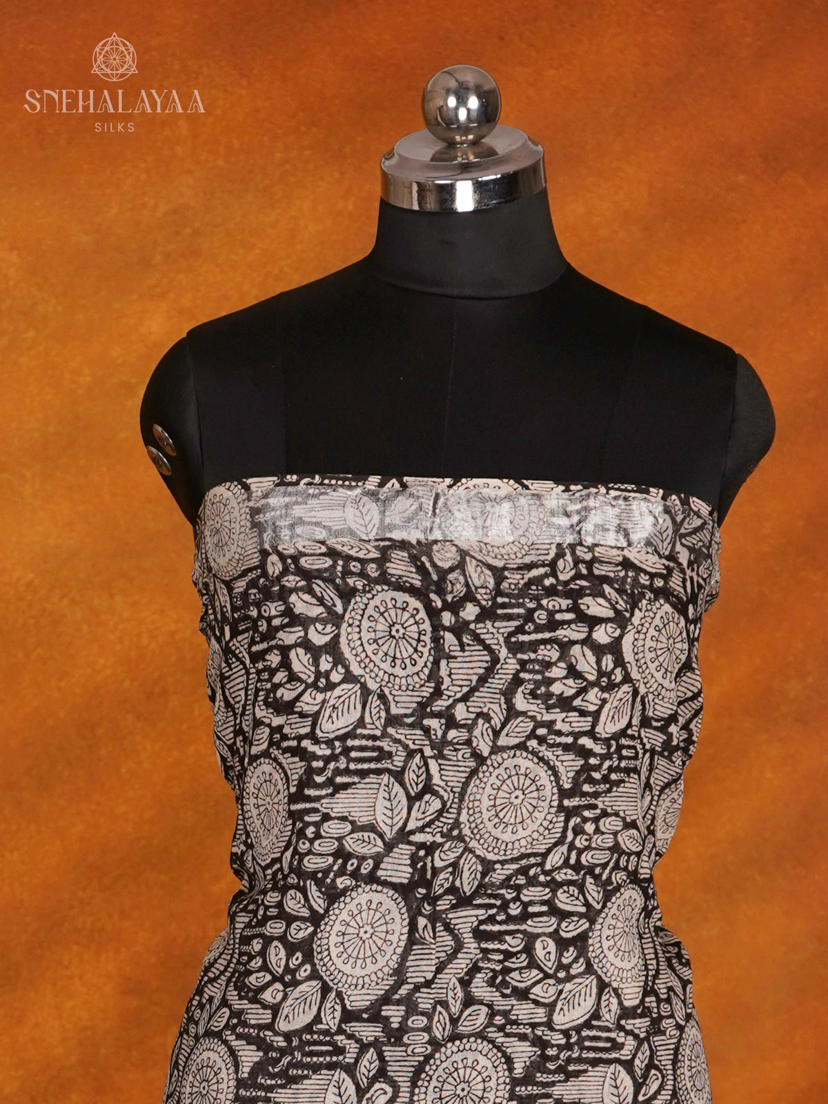 Black Linen Cotton 3-Piece Salwar Suit Material