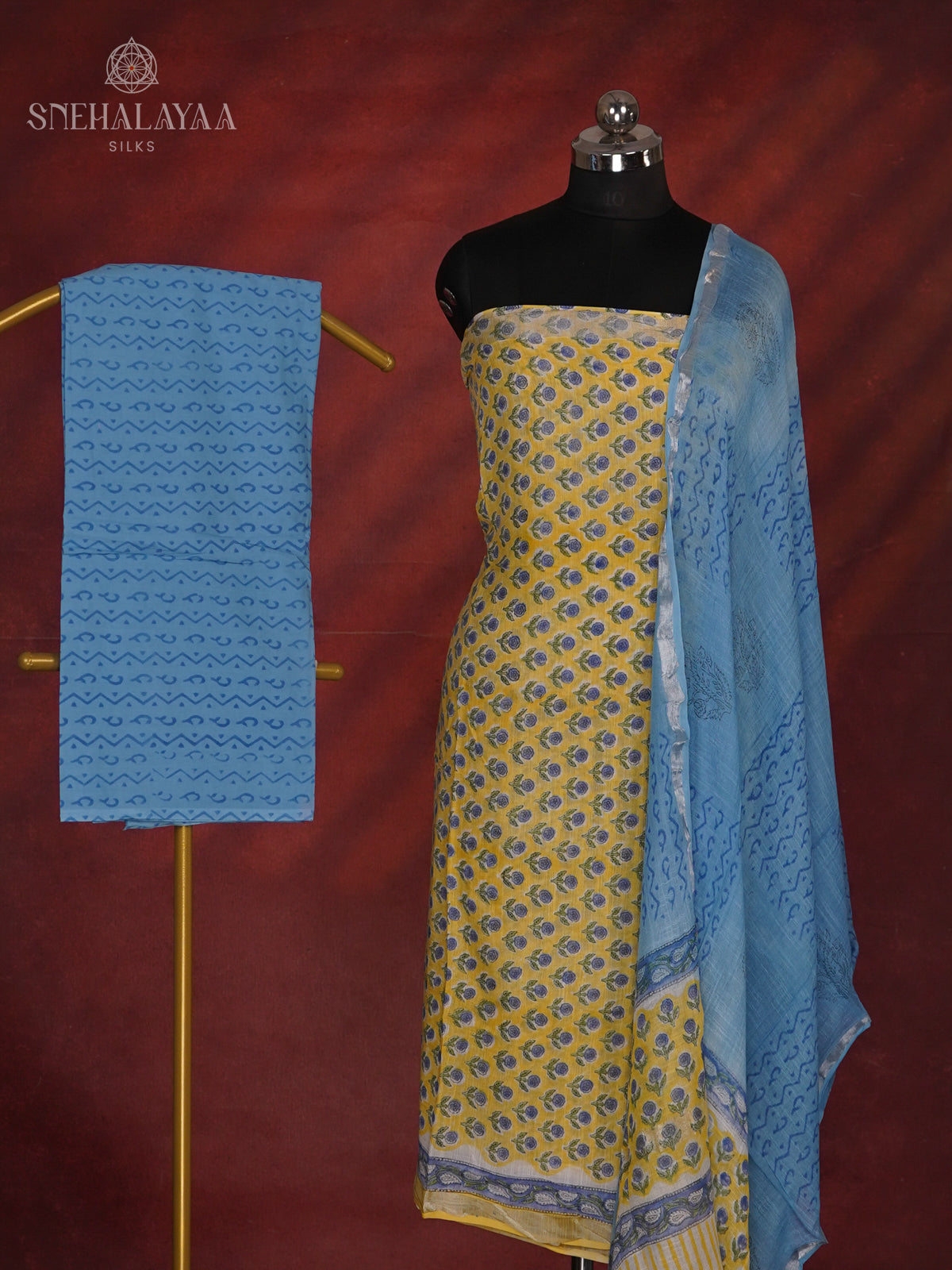 Yellow Linen Cotton 3-Piece Salwar Suit Material
