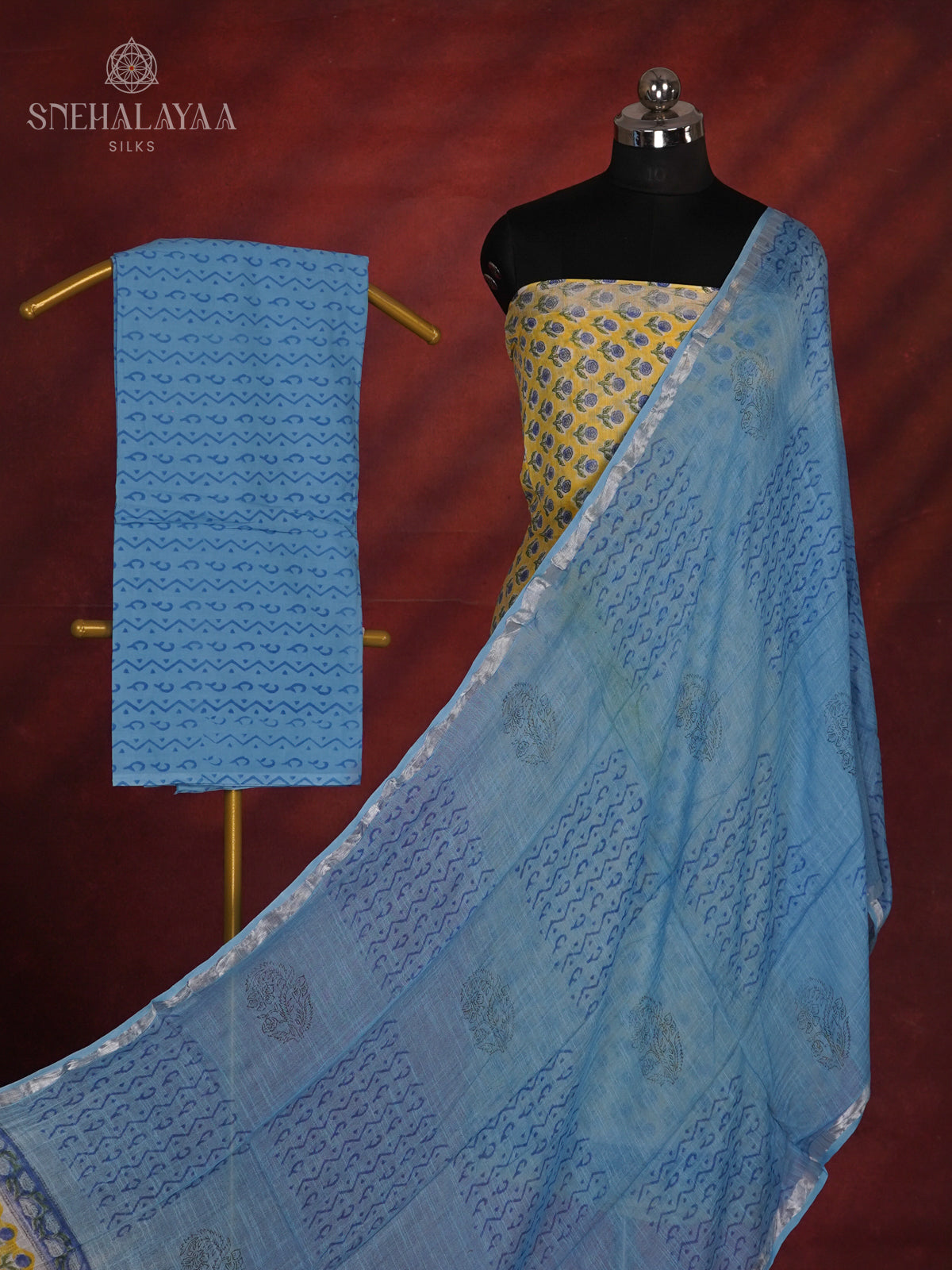 Yellow Linen Cotton 3-Piece Salwar Suit Material