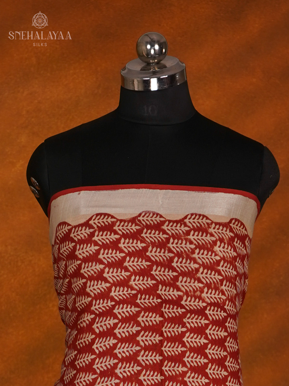 Red  Linen Cotton 3-Piece Salwar Suit Material
