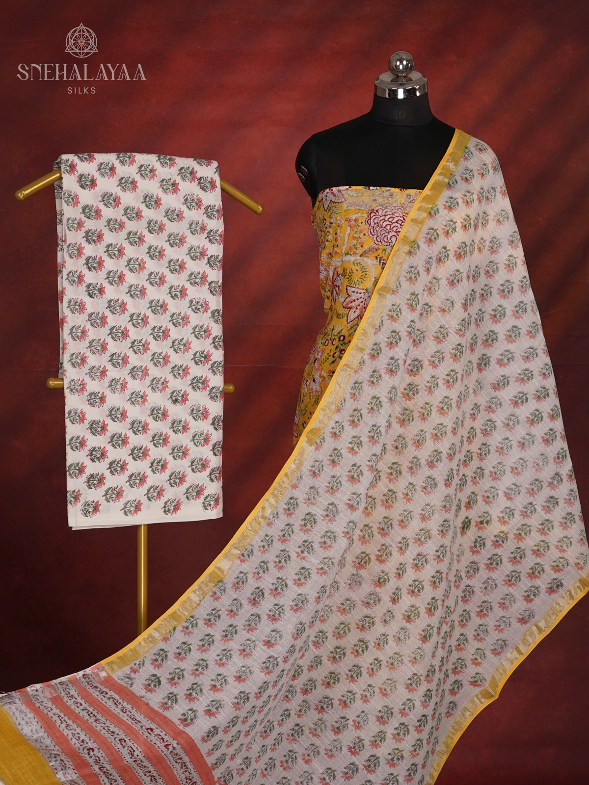 Yellow Linen Cotton 3-Piece Salwar Suit Material