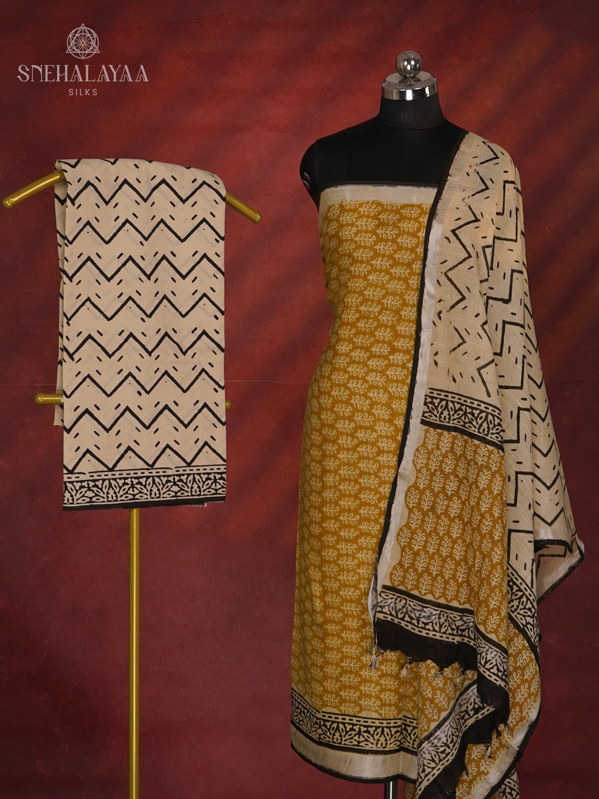 Mustard Linen Cotton 3-Piece Salwar Suit Material