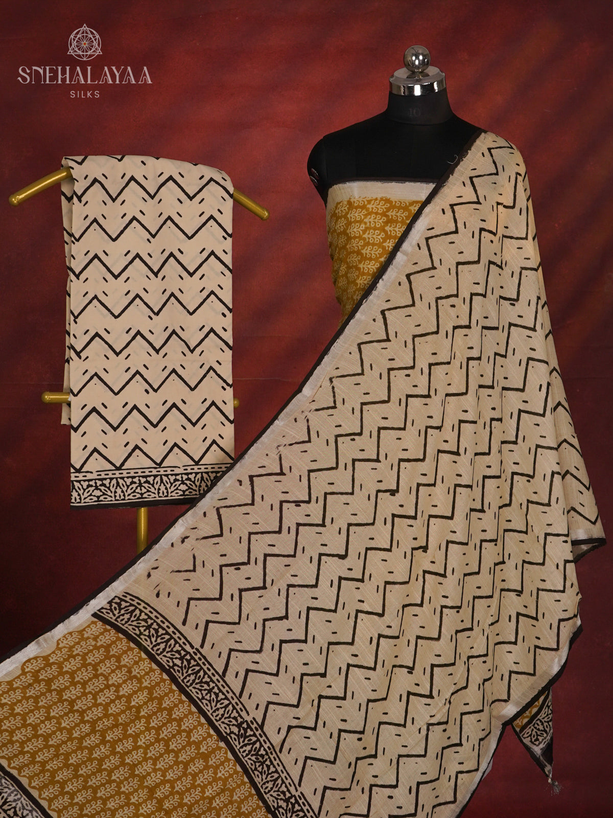 Mustard Linen Cotton 3-Piece Salwar Suit Material