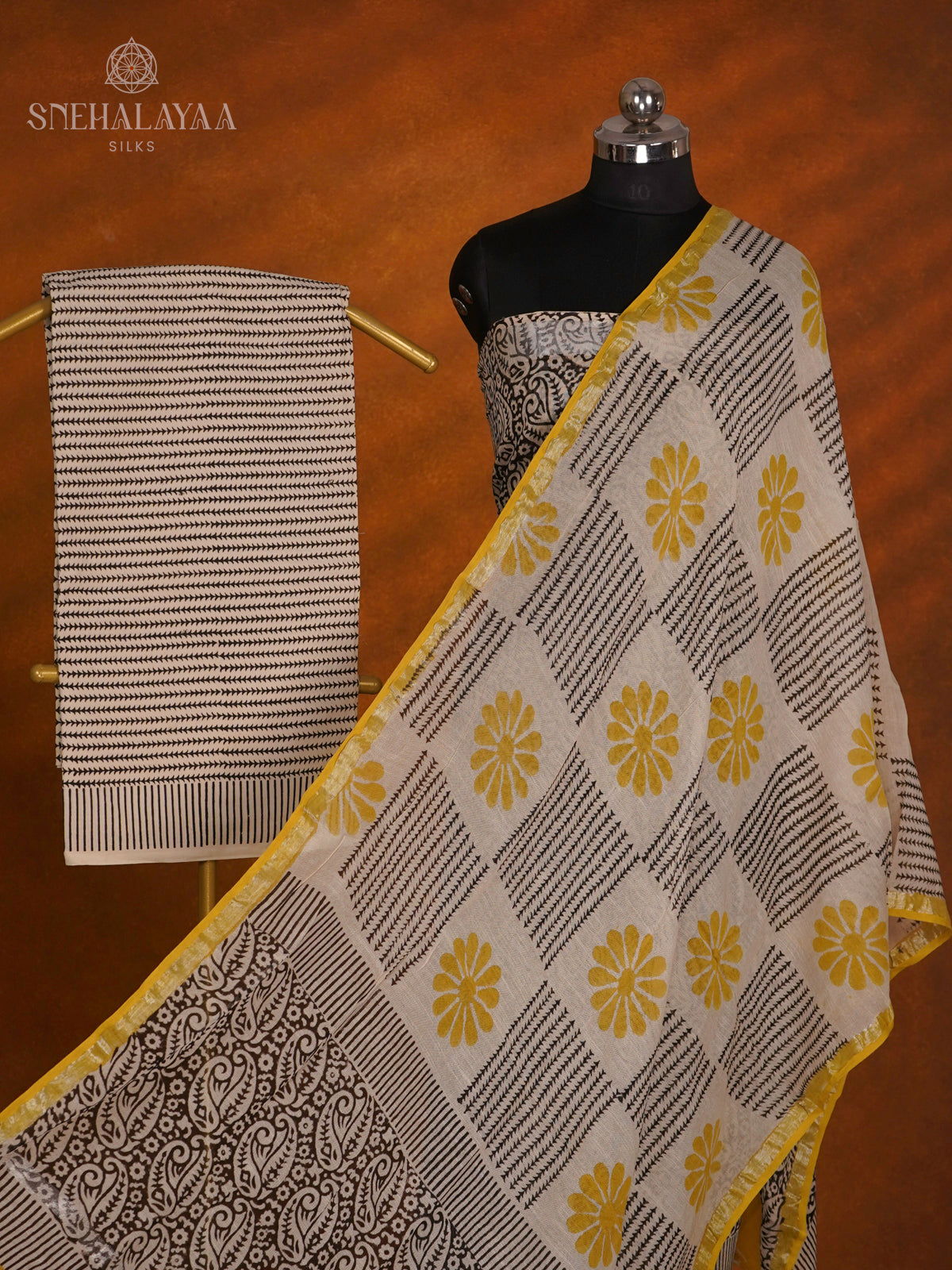 Black Linen Cotton 3-Piece Salwar Suit Material