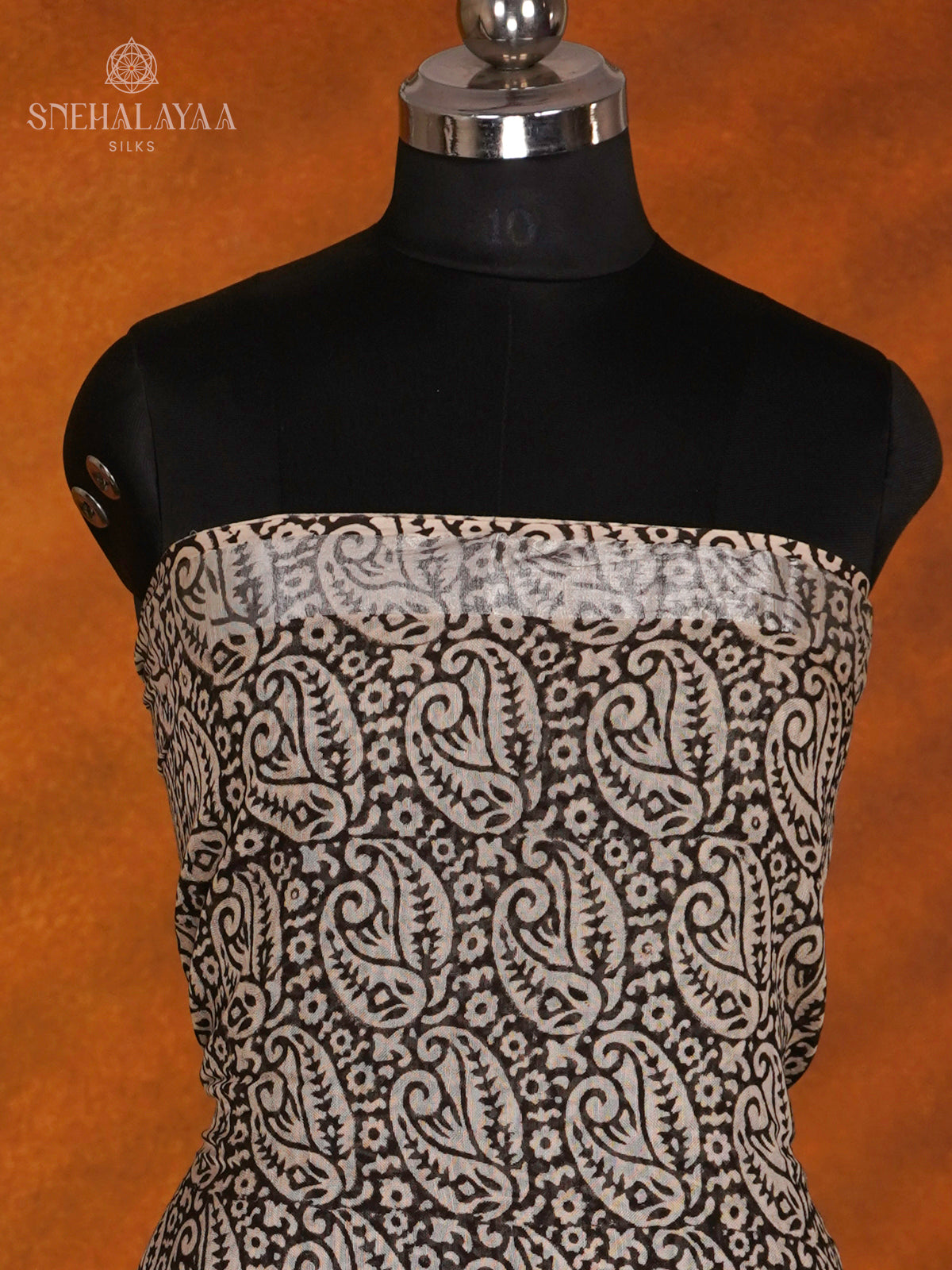 Black Linen Cotton 3-Piece Salwar Suit Material