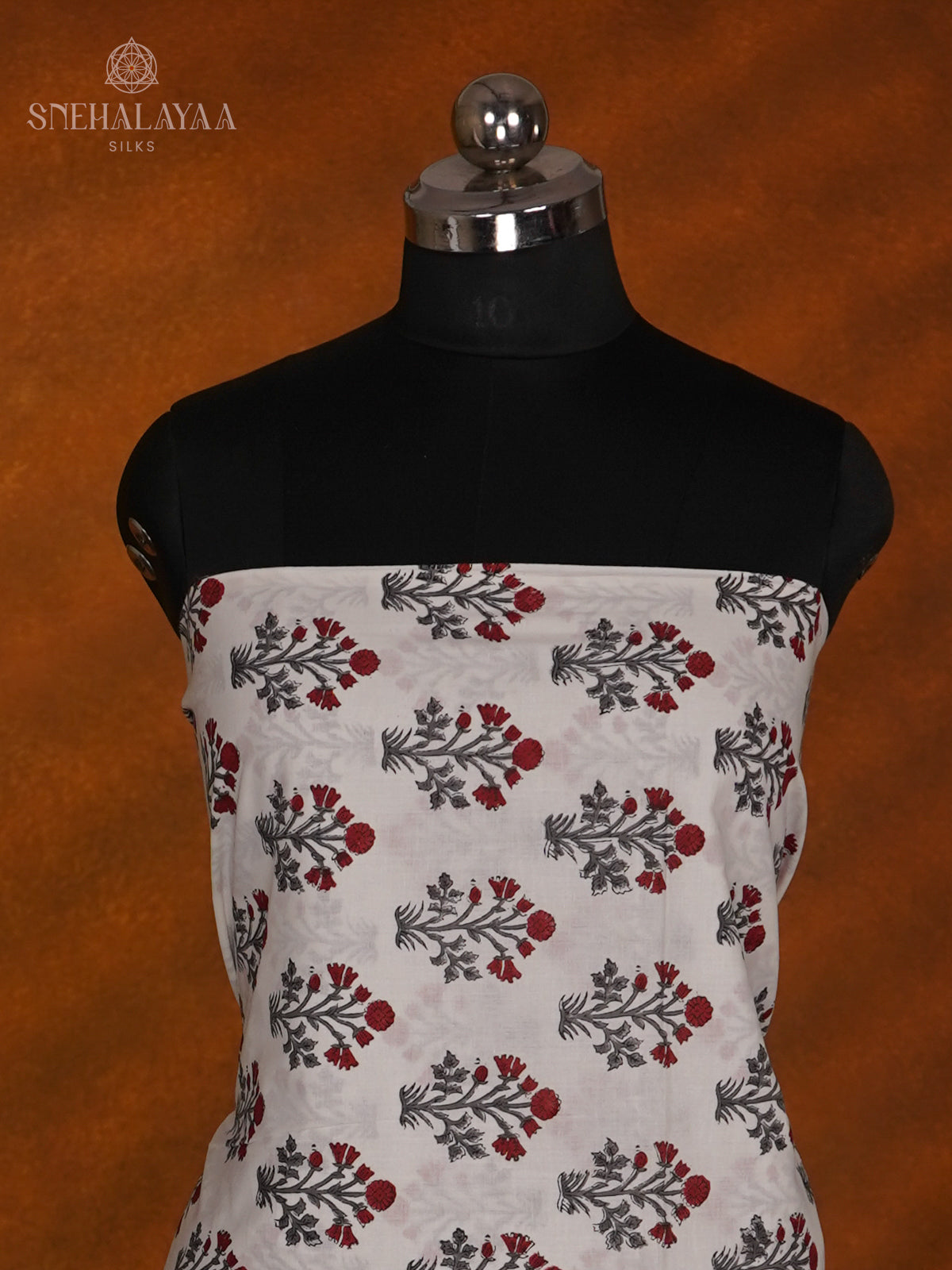 White  Soft Cotton 3-Piece Salwar Suit Material