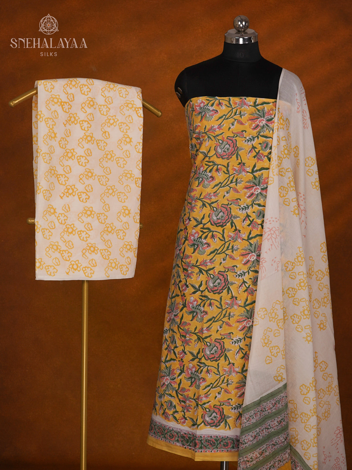 Yellow Soft Cotton 3-Piece Salwar Suit Material