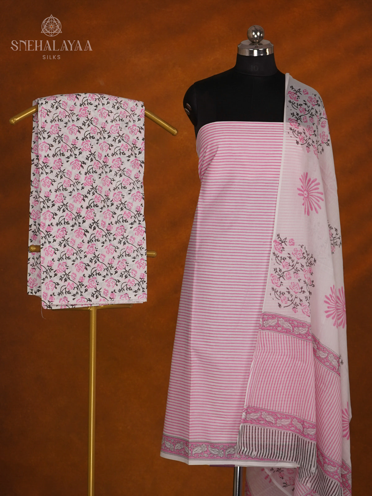Pink Soft Cotton 3-Piece Salwar Suit Material