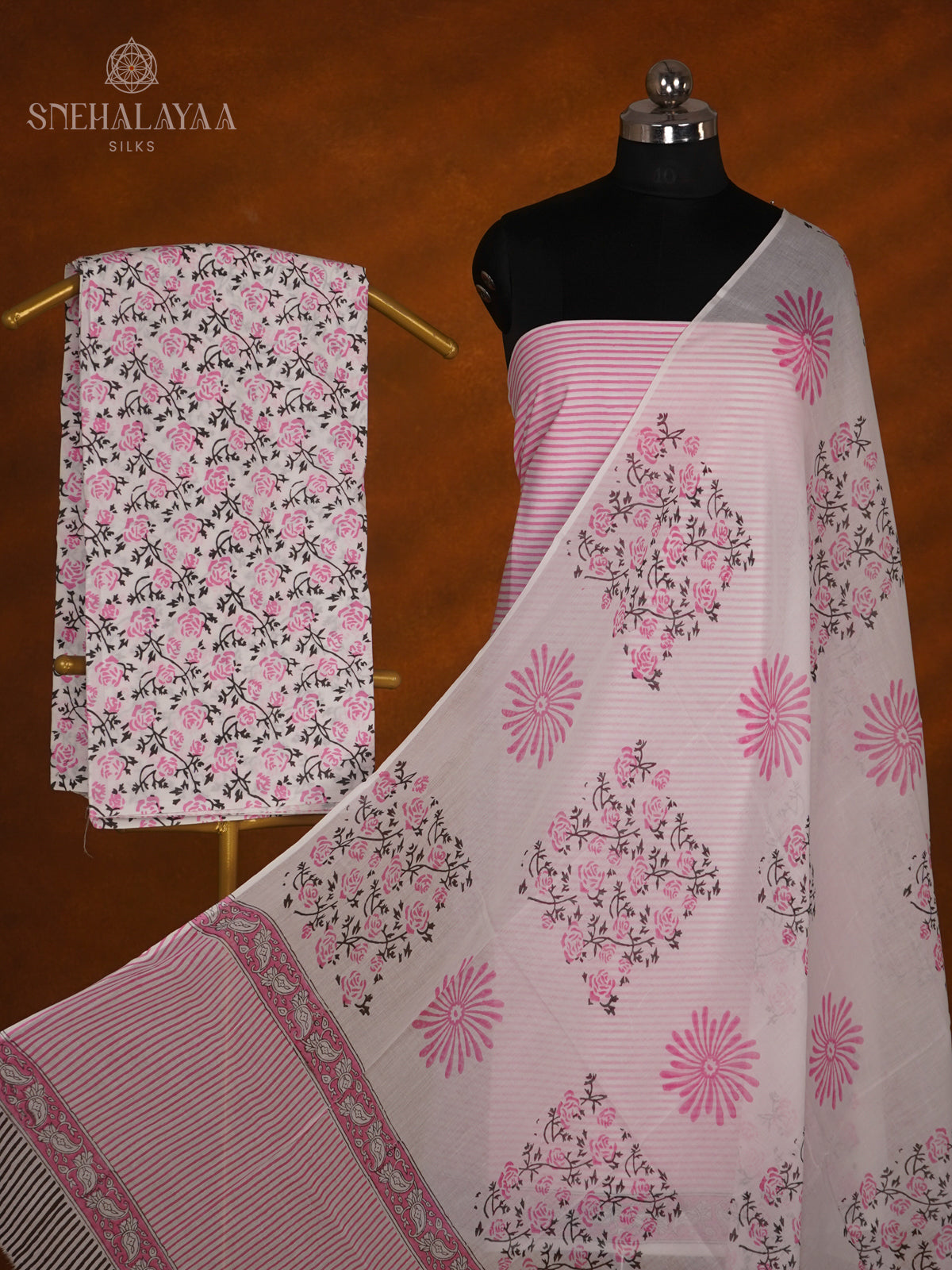Pink Soft Cotton 3-Piece Salwar Suit Material