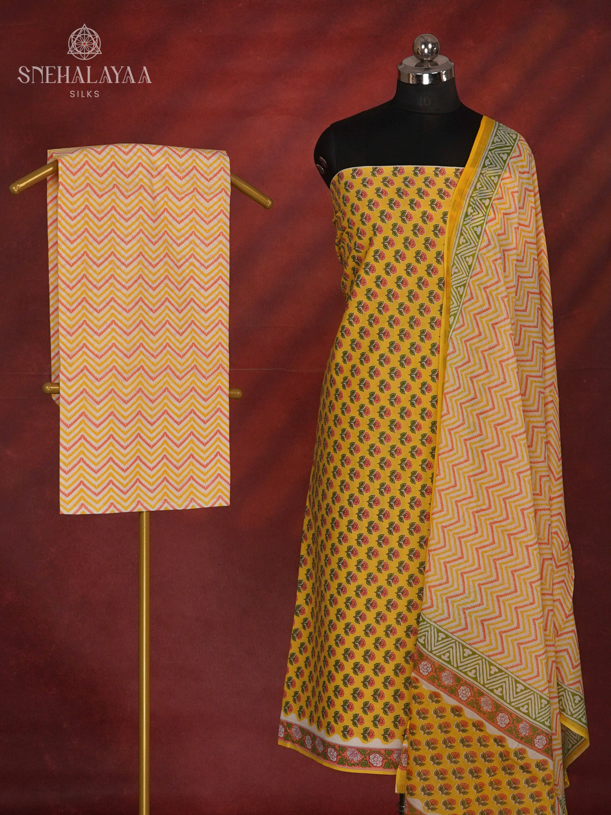 Yellow Linen Cotton 3-Piece Salwar Suit Material