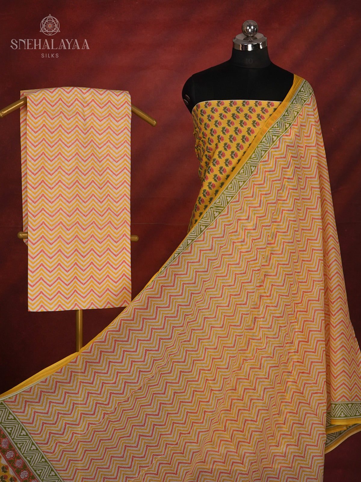 Yellow Linen Cotton 3-Piece Salwar Suit Material