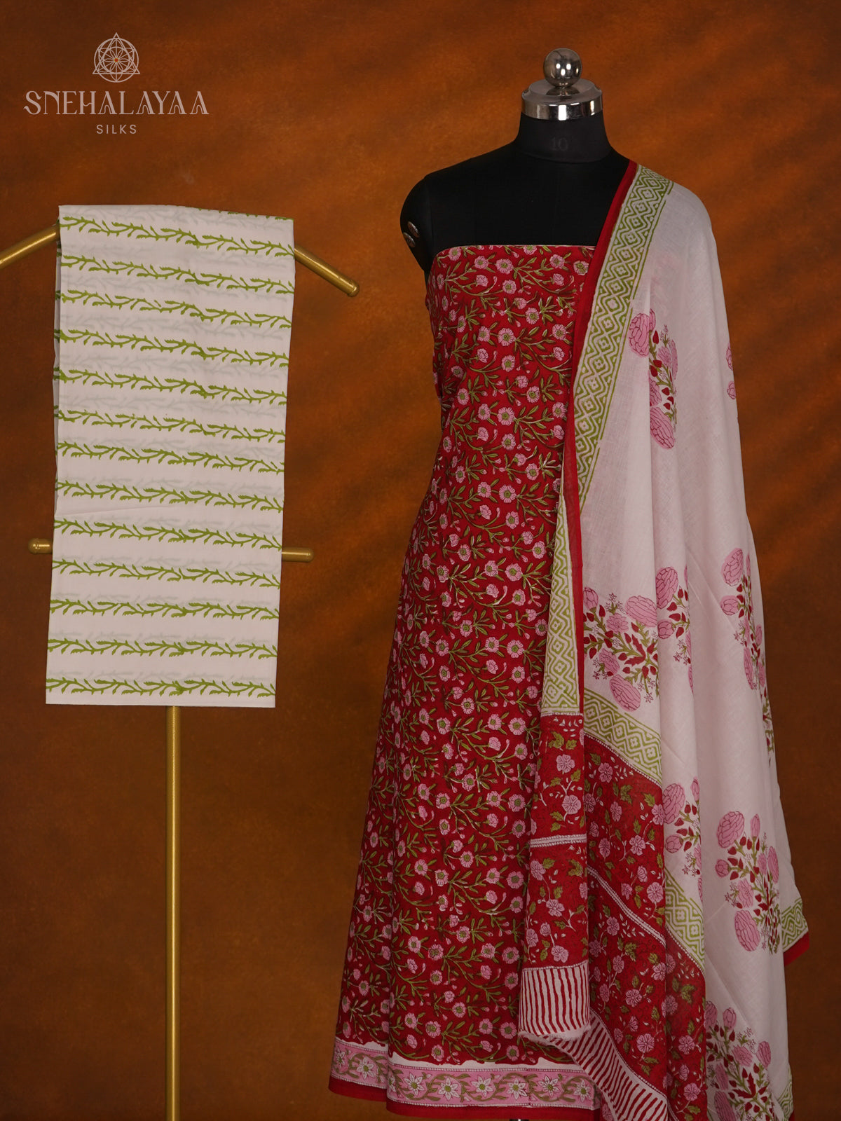 Maroon Linen Cotton 3-Piece Salwar Suit Material