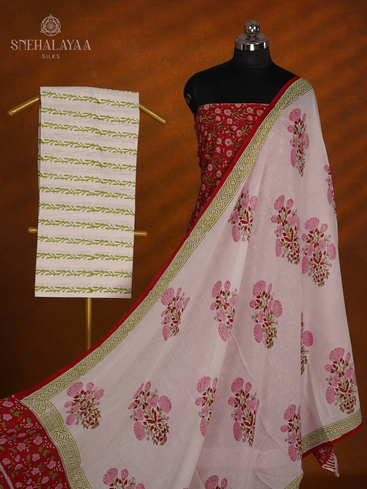 Maroon Linen Cotton 3-Piece Salwar Suit Material