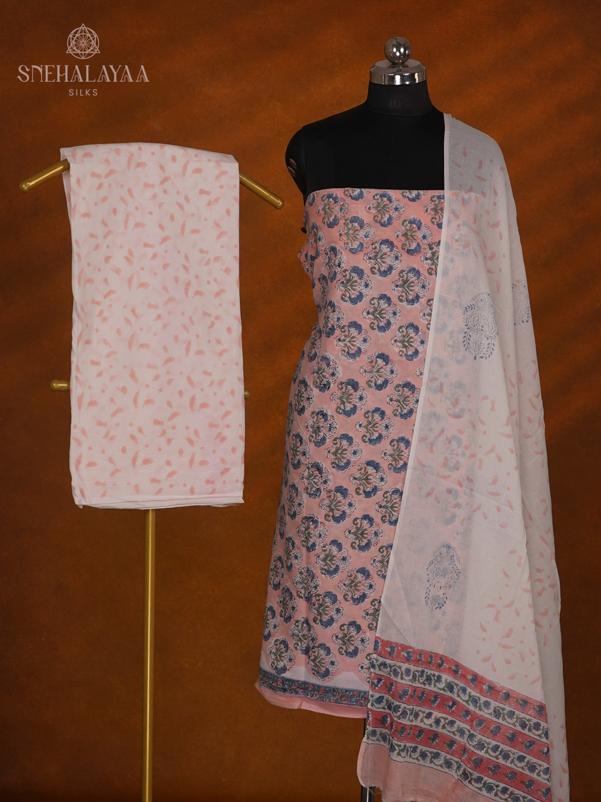 Pale Pink Linen Cotton 3-Piece Salwar Suit Material