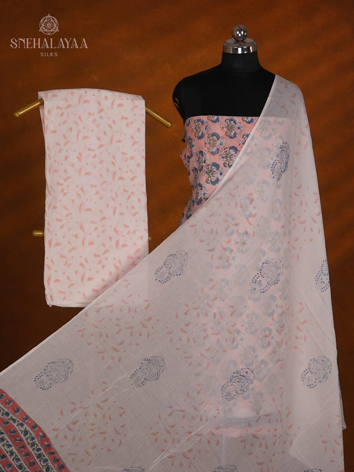 Pale Pink Linen Cotton 3-Piece Salwar Suit Material