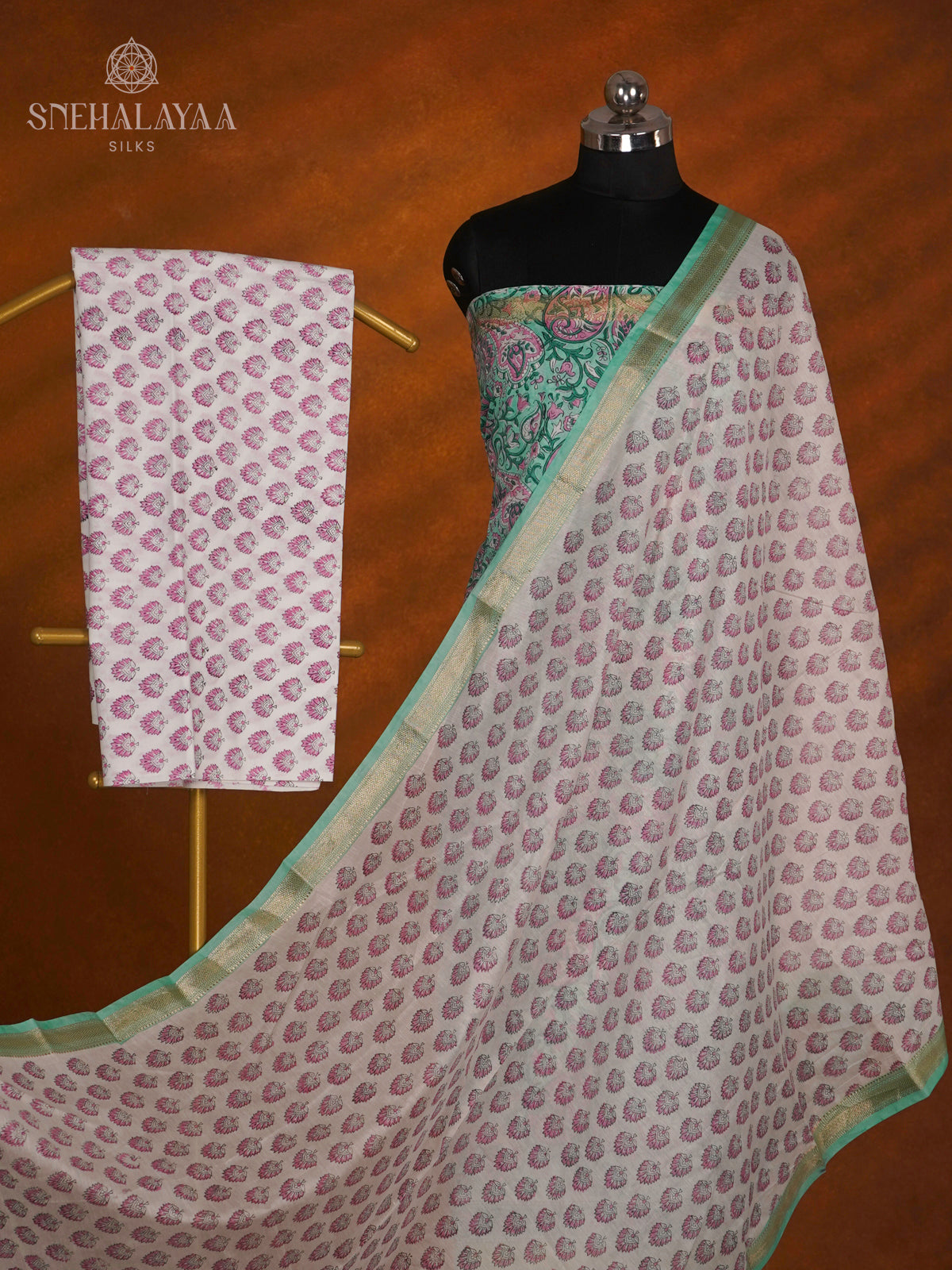 Mint Green Linen Cotton 3-Piece Salwar Suit Material