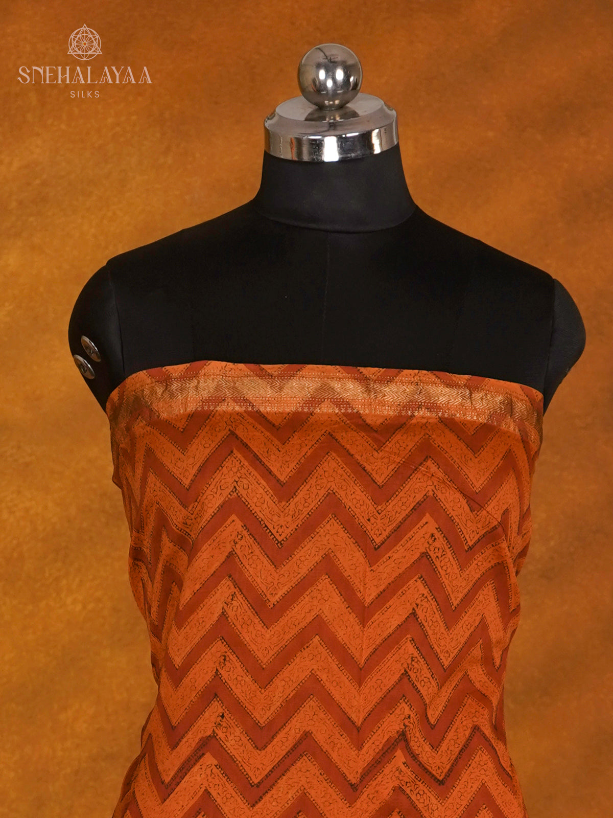 Orange Linen Cotton 3-Piece Salwar Suit Material