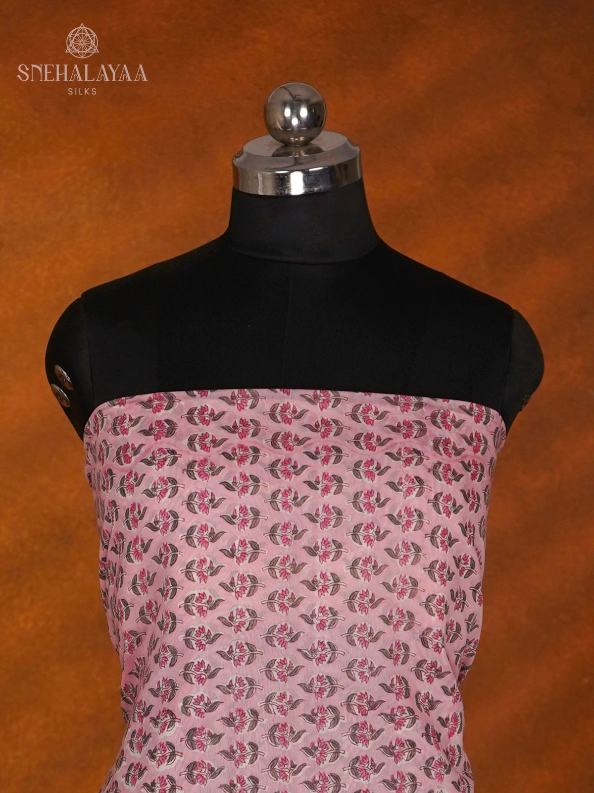 Pale Pink Chanderi Cotton 3-Piece Salwar Suit Material