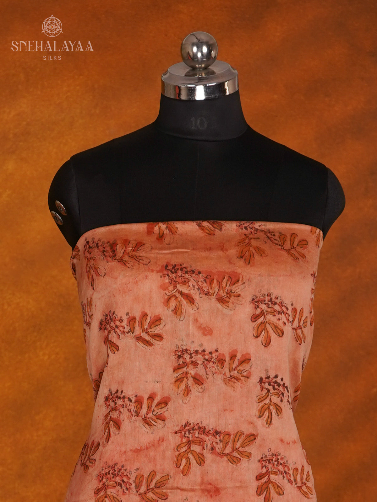 Peach Chanderi Cotton 3-Piece Salwar Suit Material
