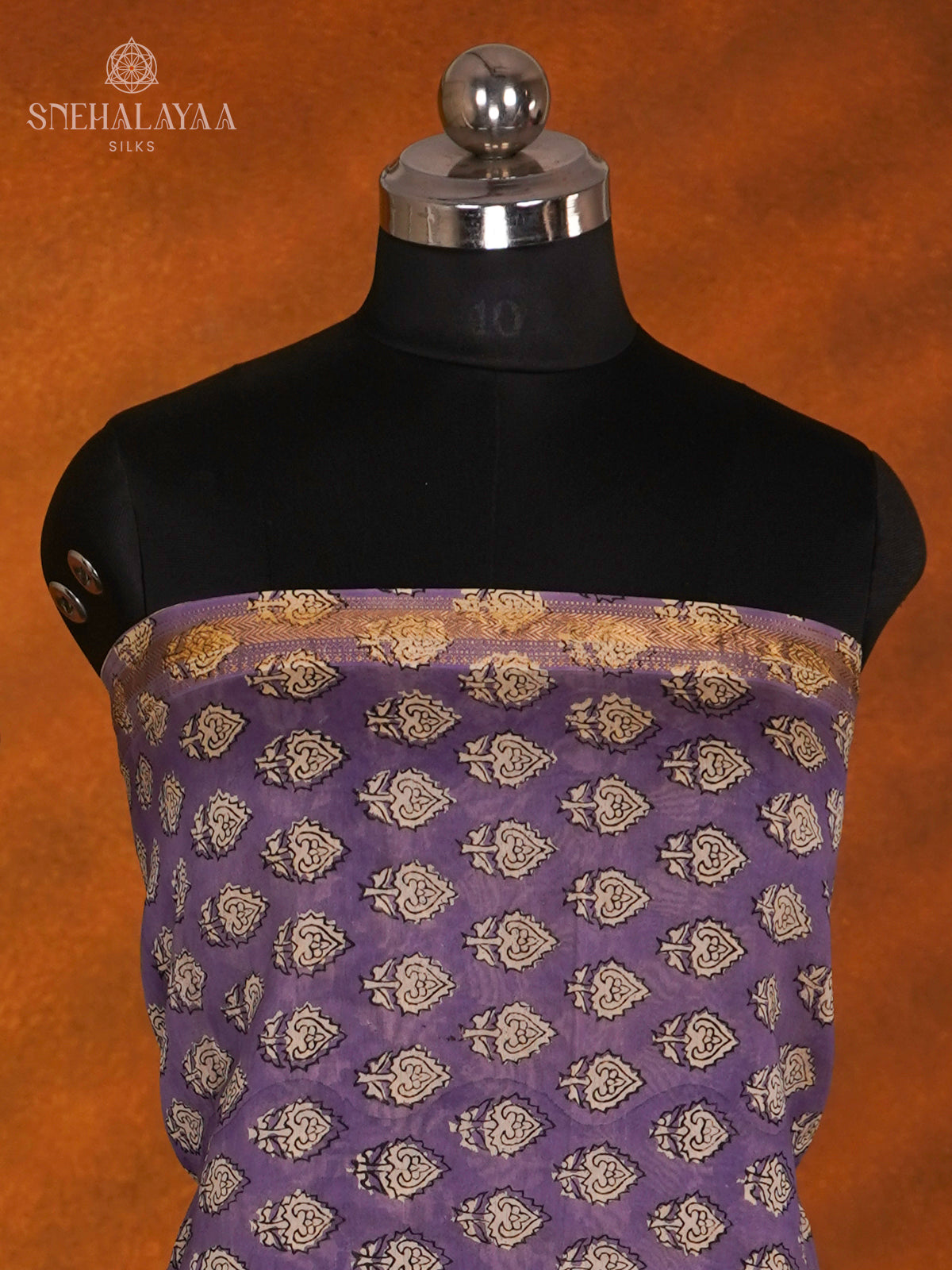 Blue Chanderi Cotton 3-Piece Salwar Suit Material