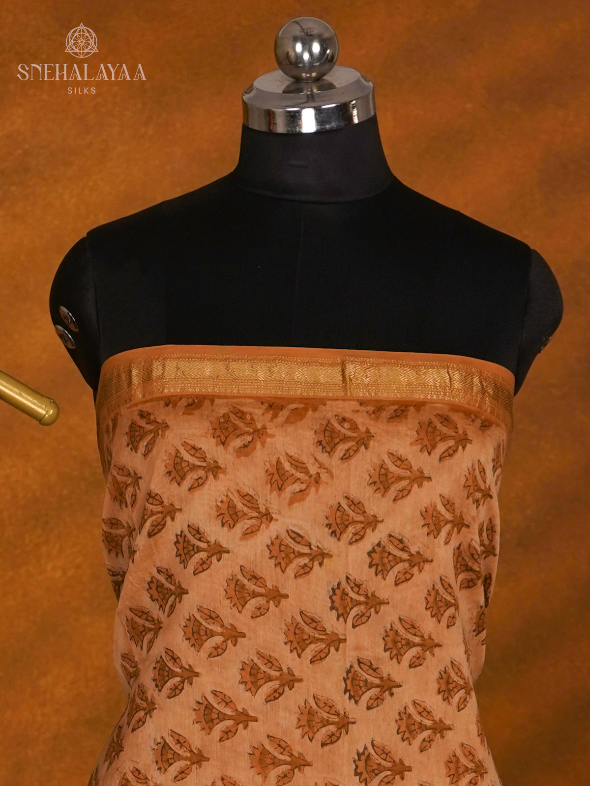 Orange Chanderi Cotton 3-Piece Salwar Suit Material