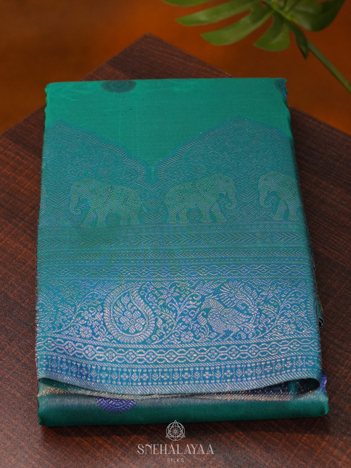 Peacock Blue Kanjivaram Silk Saree