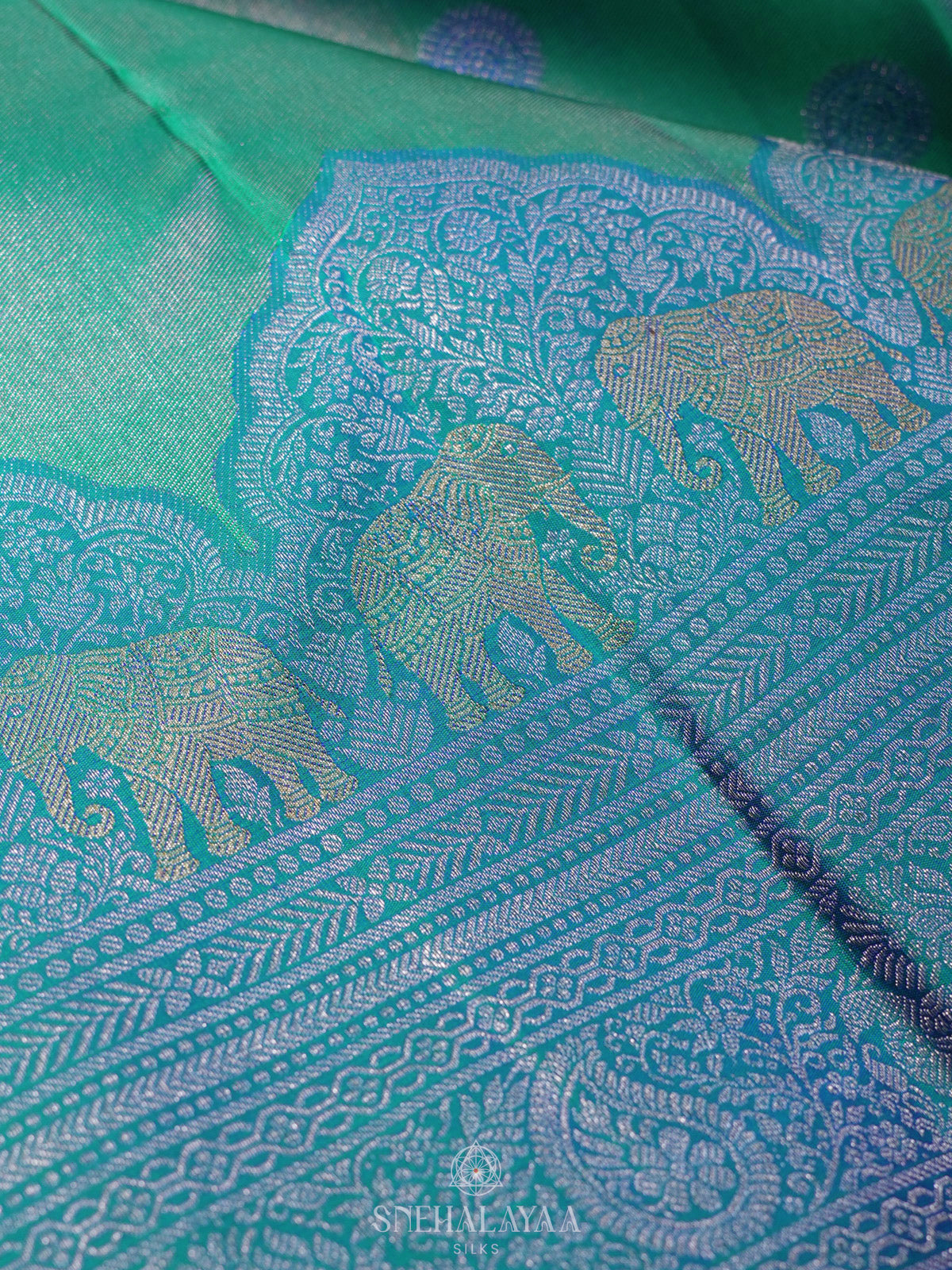 Peacock Blue Kanjivaram Silk Saree