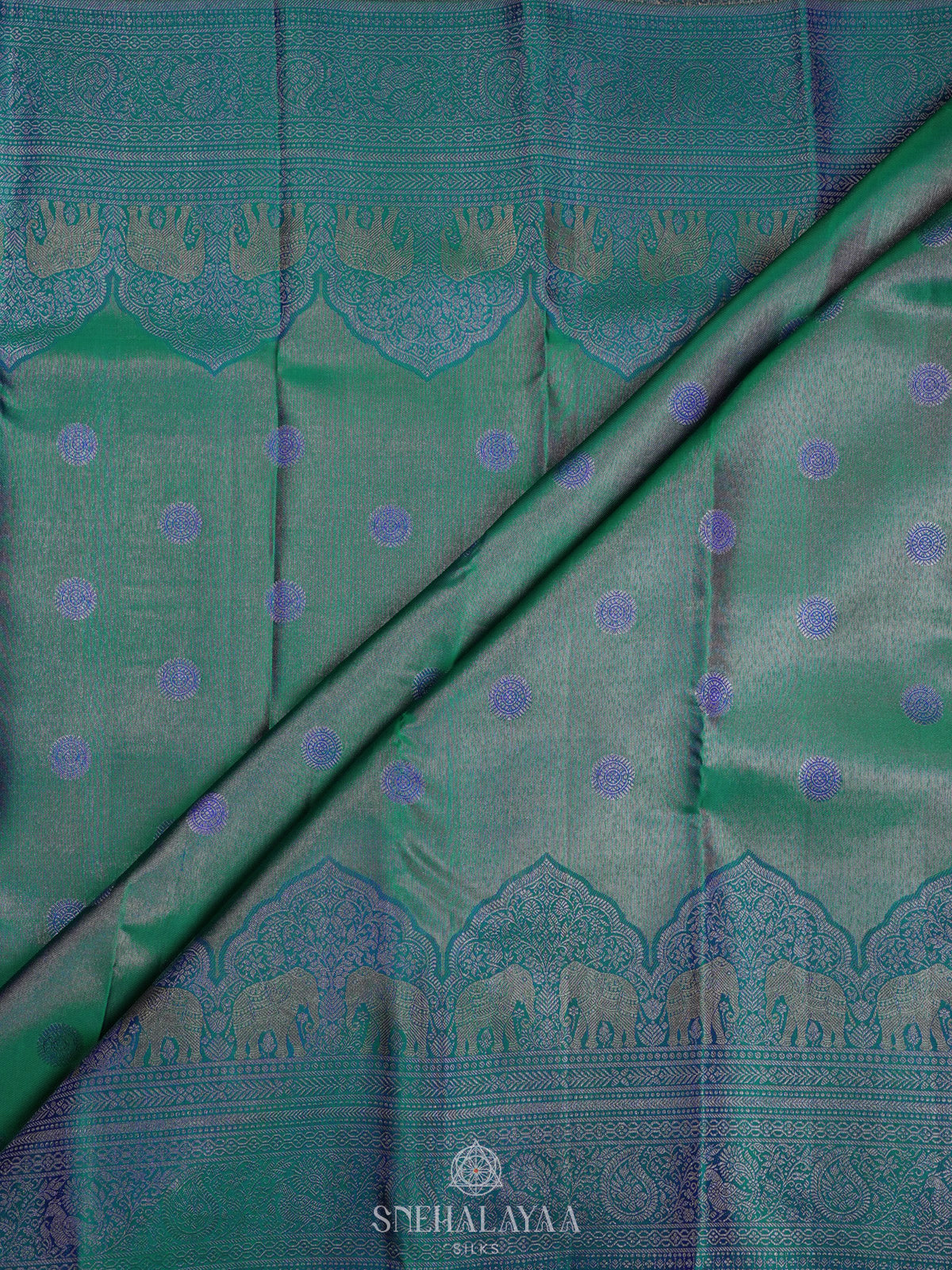 Peacock Blue Kanjivaram Silk Saree